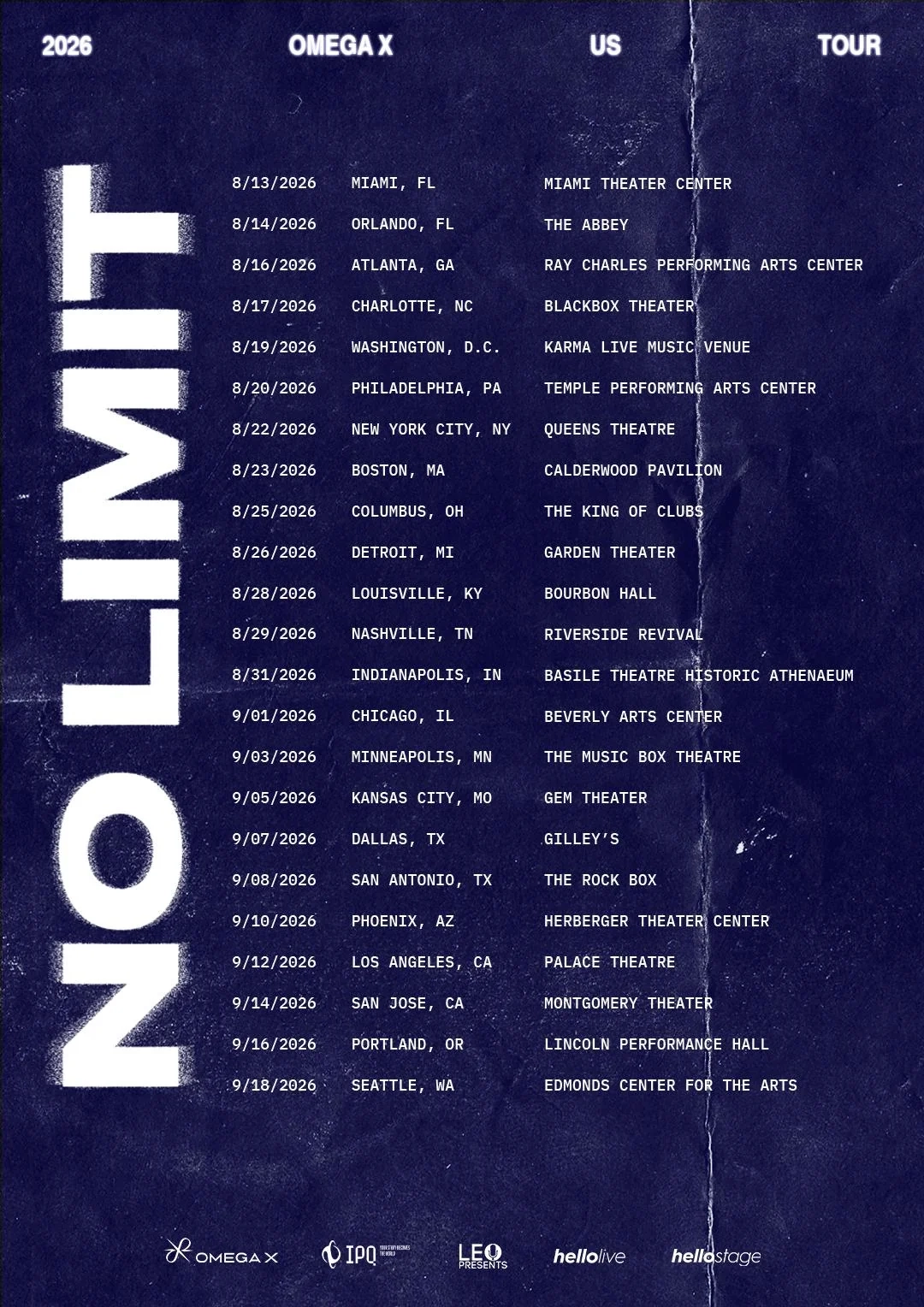 Omega X No Limit US tour