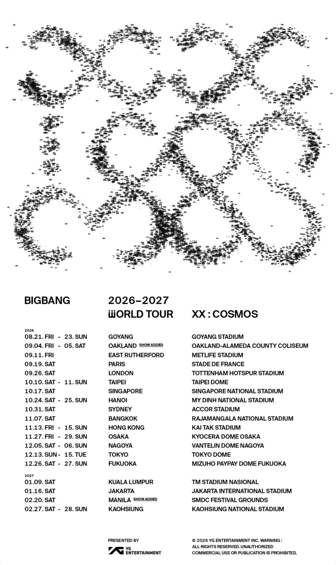 XX:COSMOS 2026-2027 World Tour