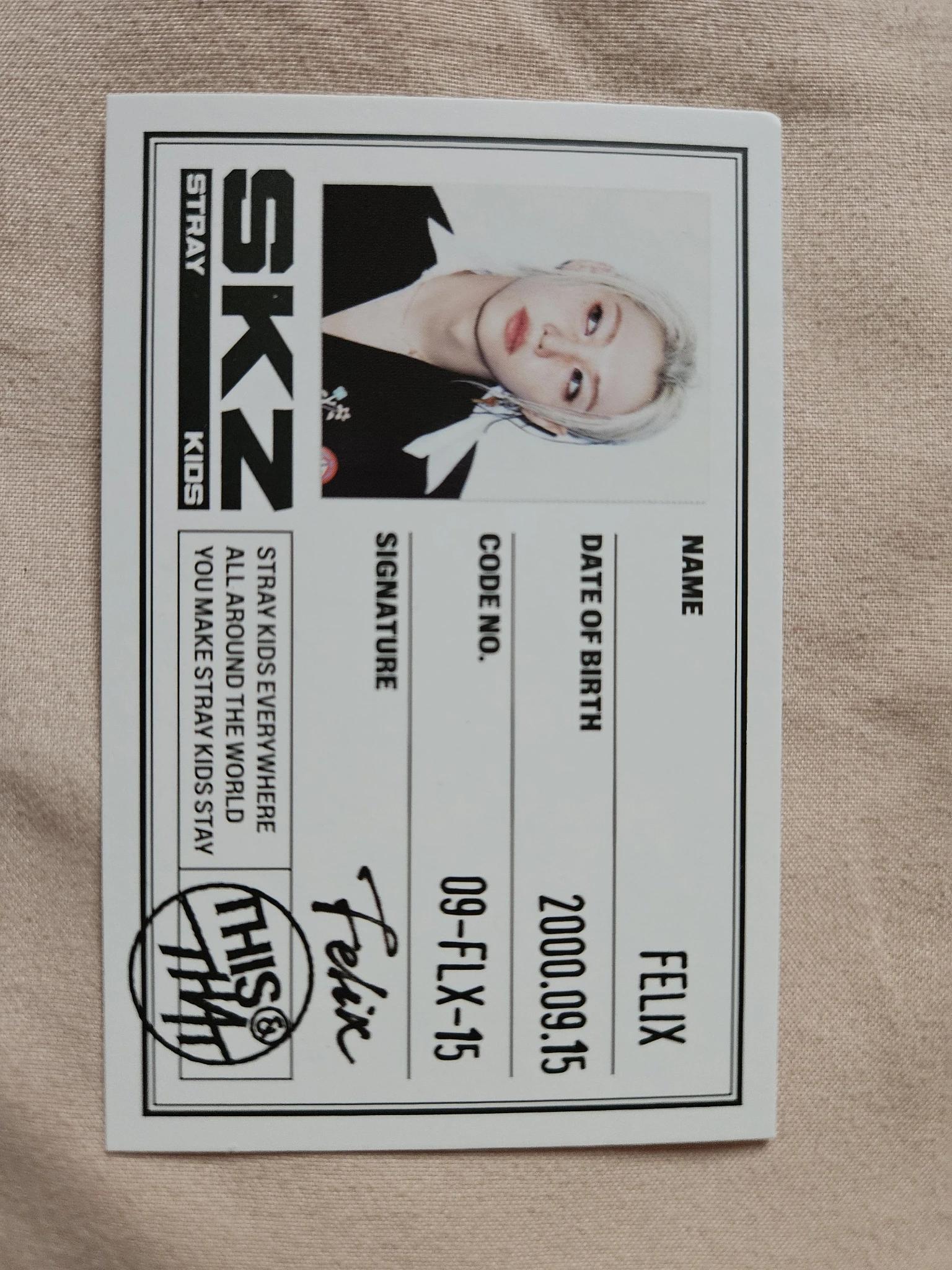Stray Kids Felix Stray Kids - Felix - This & That Album this version album photocard id card listing photo 1