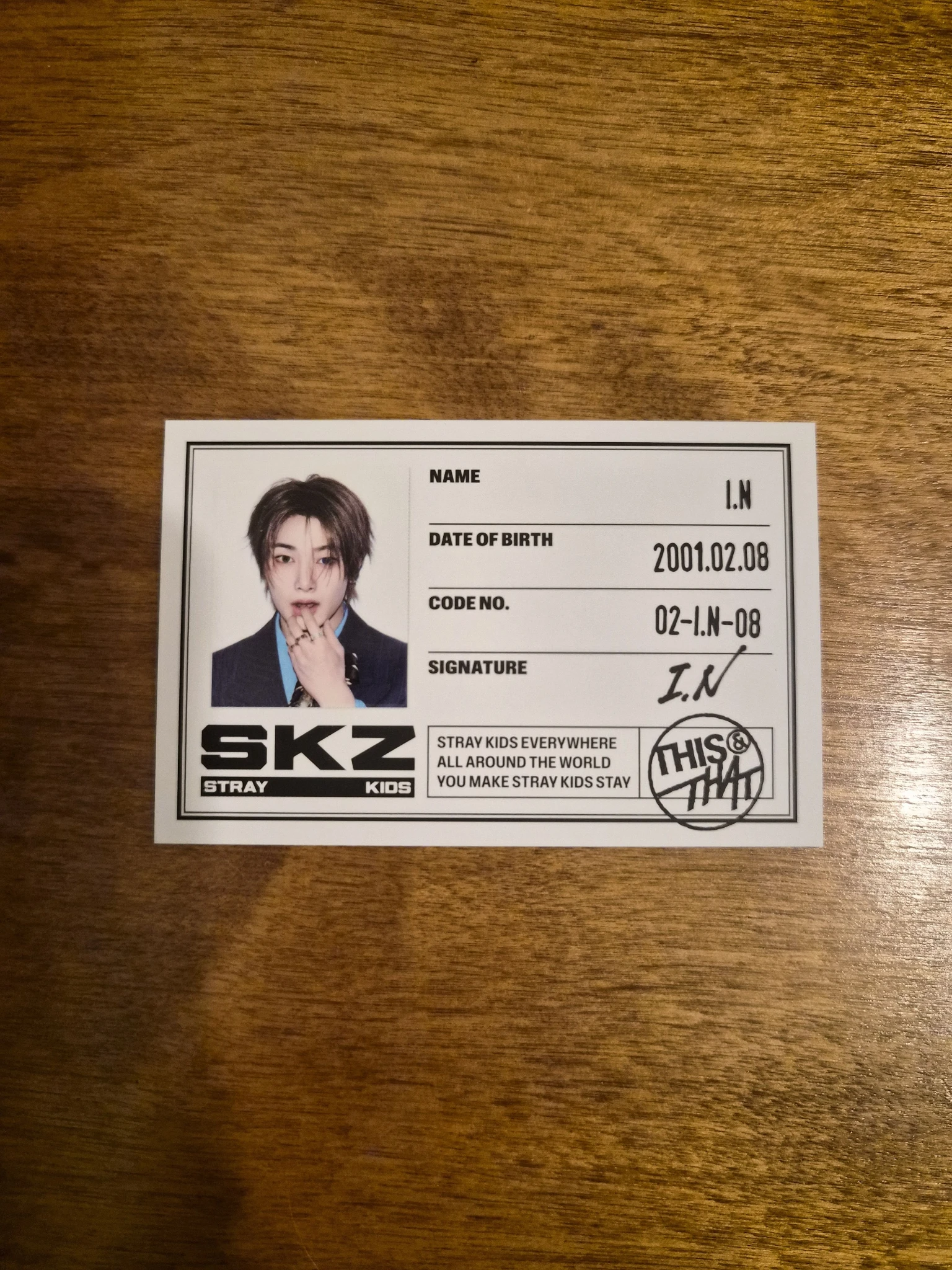 Stray Kids I.N Stray Kids - I.N - This & That Album album photocard id card this version listing photo 1