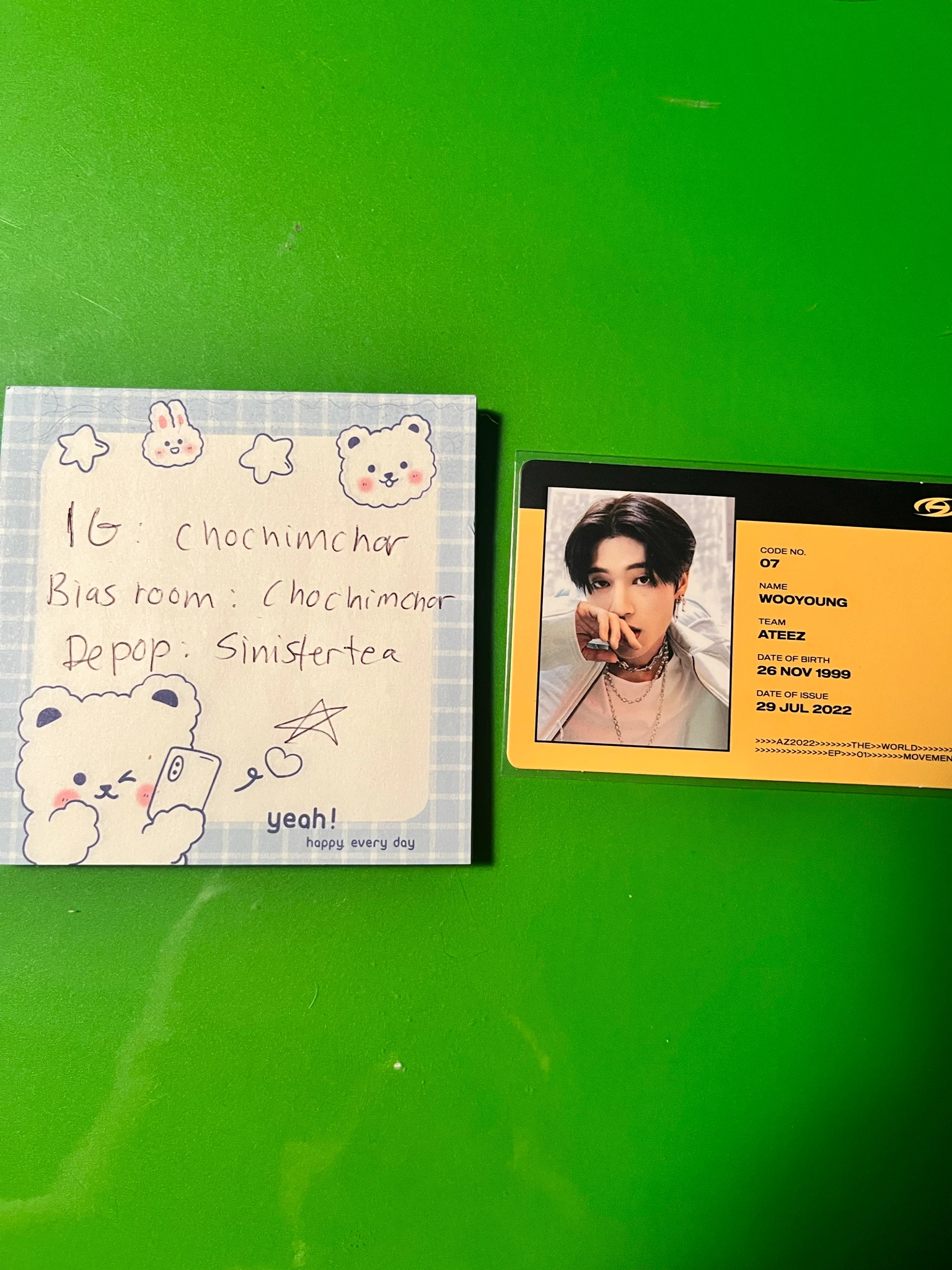 ATEEZ Wooyoung ATEEZ - Wooyoung - THE WORLD EP.1 : MOVEMENT Album album photocard diary version id card listing photo 1