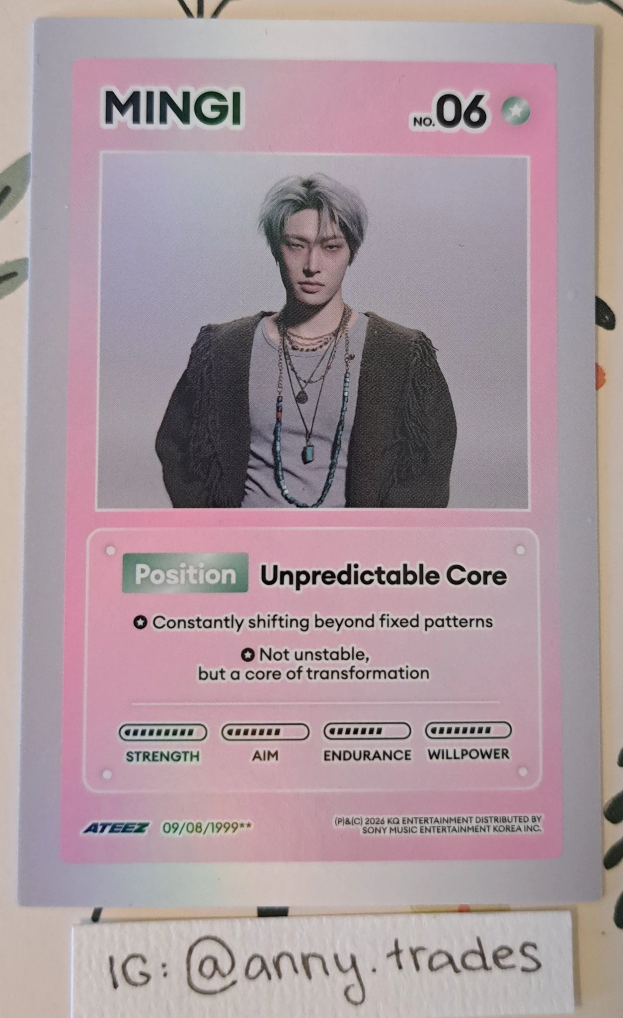 ATEEZ Mingi ATEEZ - Mingi - GOLDEN HOUR : Part.5 Album album photocard character card A version holographic (hologram) listing photo 1