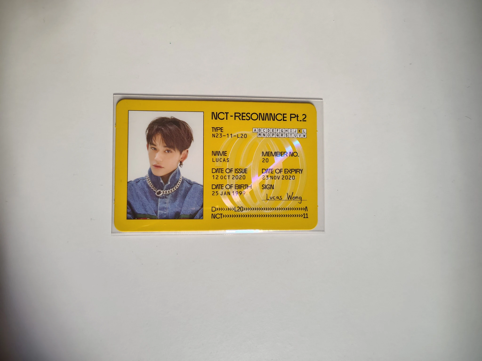 NCT Lucas NCT - Lucas - NCT 2020 Resonance Pt.2 Album id card album photocard departure version holographic (hologram) listing photo 1