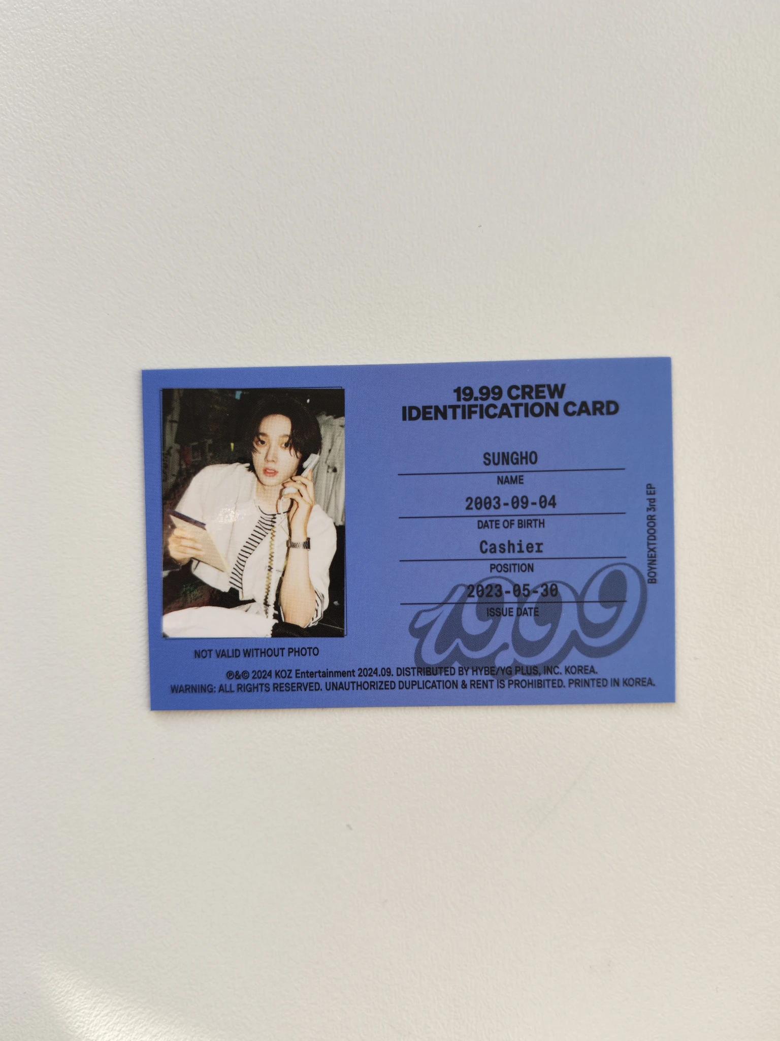 BOYNEXTDOOR Sungho BOYNEXTDOOR - Sungho - 19.99 Album id card listing photo 1
