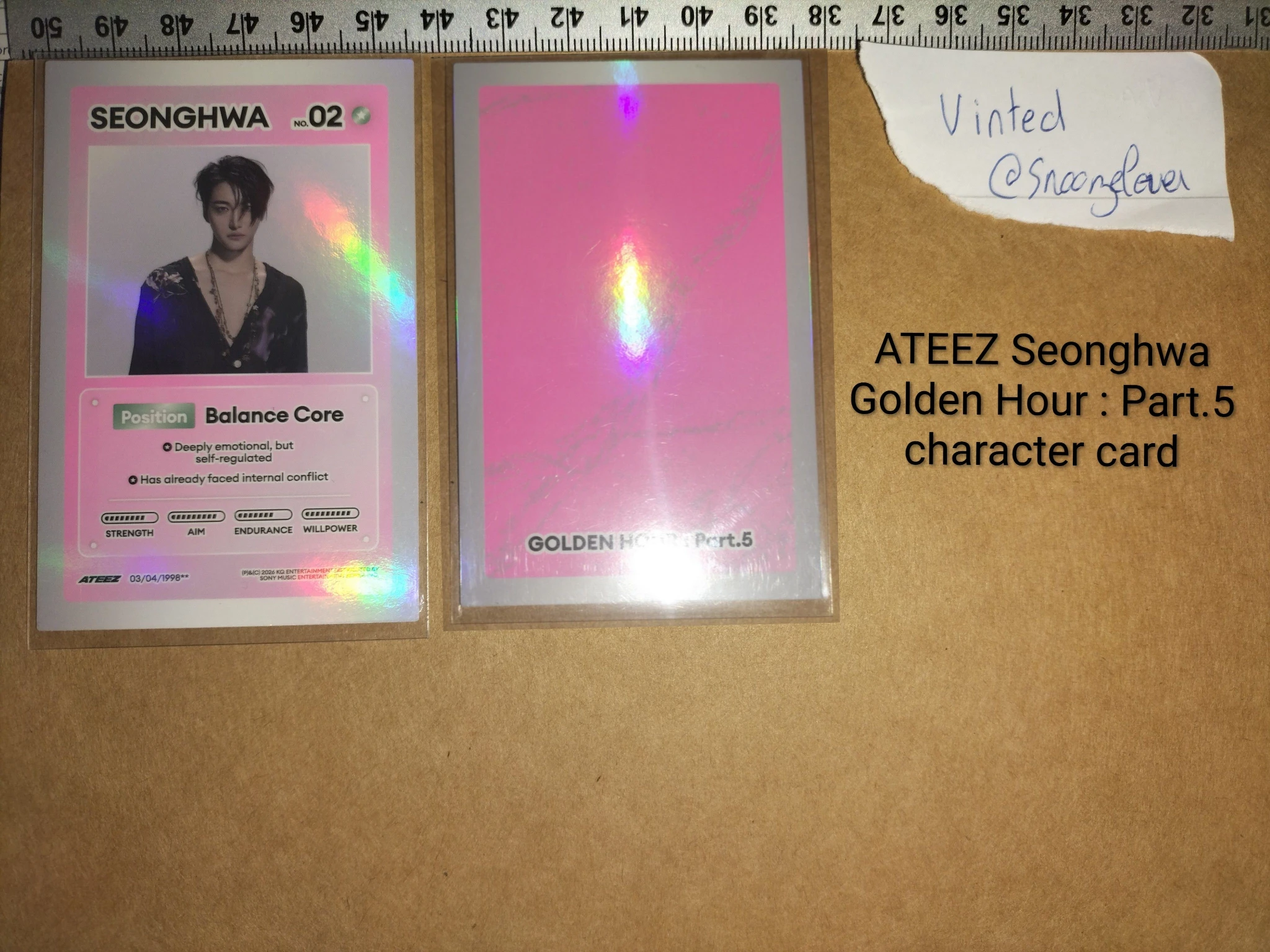 ATEEZ Seonghwa ATEEZ - Seonghwa - GOLDEN HOUR : Part.5 Album character card holographic (hologram) listing photo 1