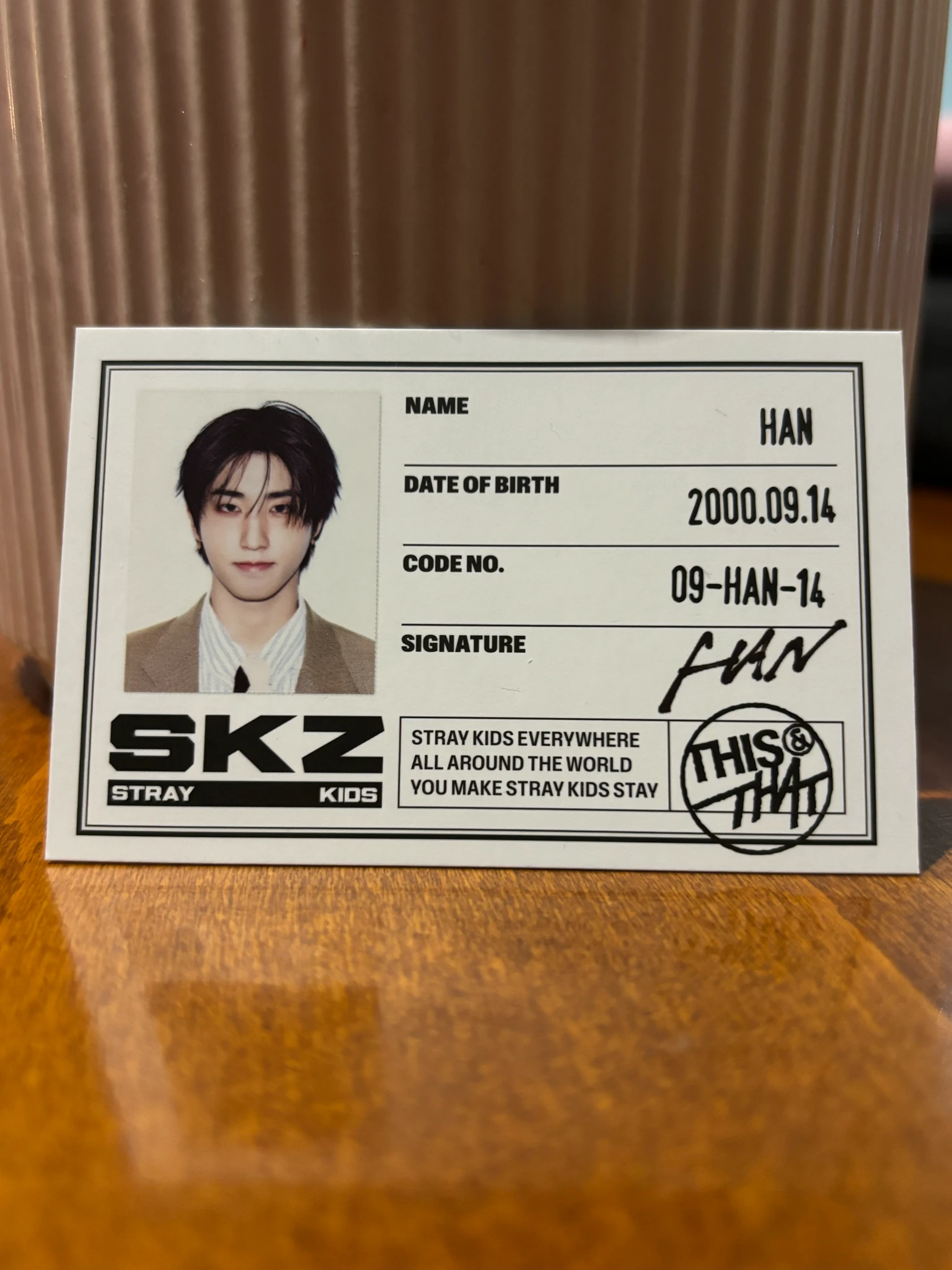Stray Kids HAN Stray Kids - HAN - This & That Album album photocard this version id card listing photo 1