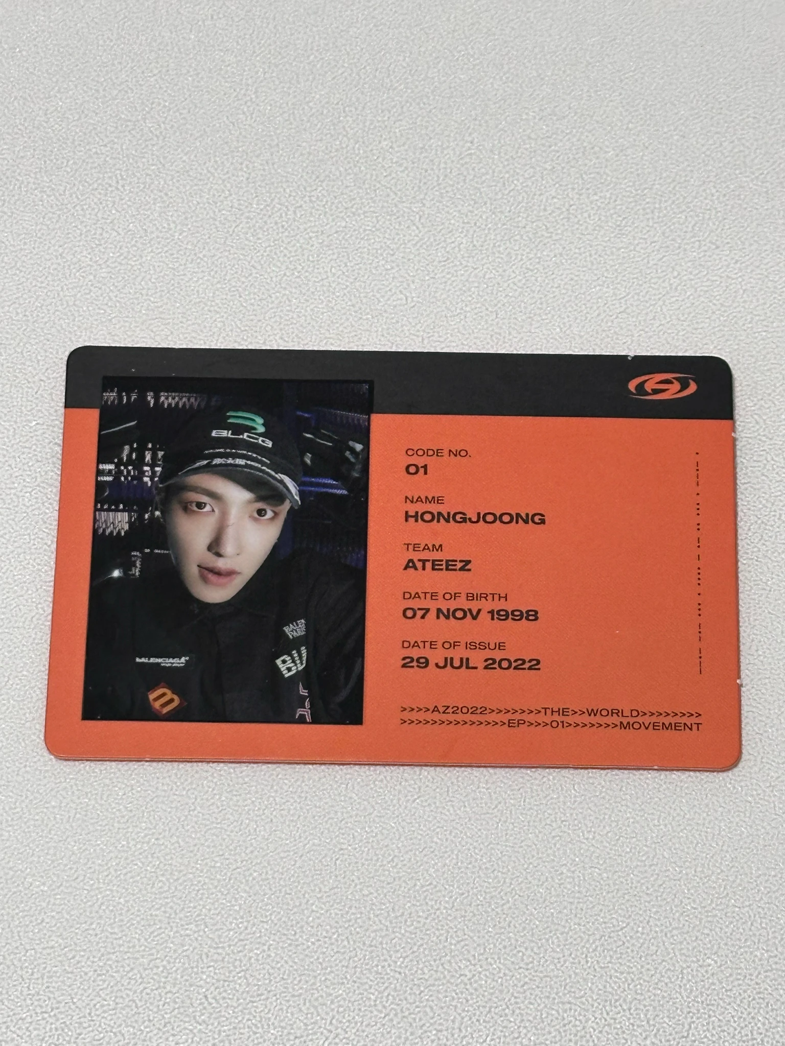 ATEEZ Hongjoong ATEEZ - Hongjoong - THE WORLD EP.1 : MOVEMENT Album album photocard Z version id card listing photo 1