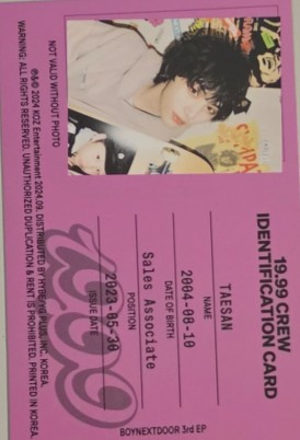BOYNEXTDOOR Taesan BOYNEXTDOOR - Taesan - 19.99 Album id card listing photo 1