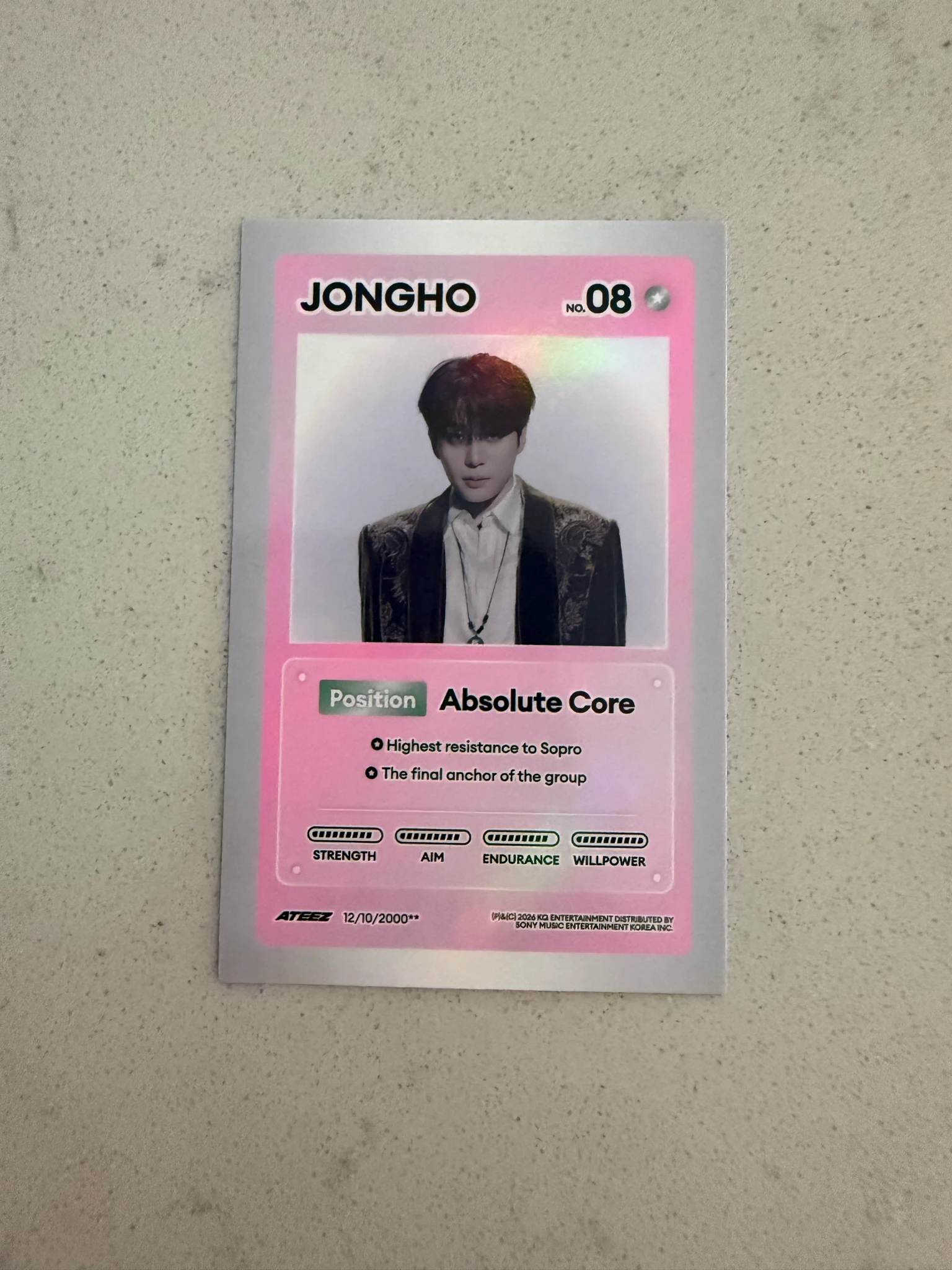 ATEEZ Jongho ATEEZ - Jongho - GOLDEN HOUR : Part.5 Album album photocard Z version holographic (hologram) character card listing photo 1
