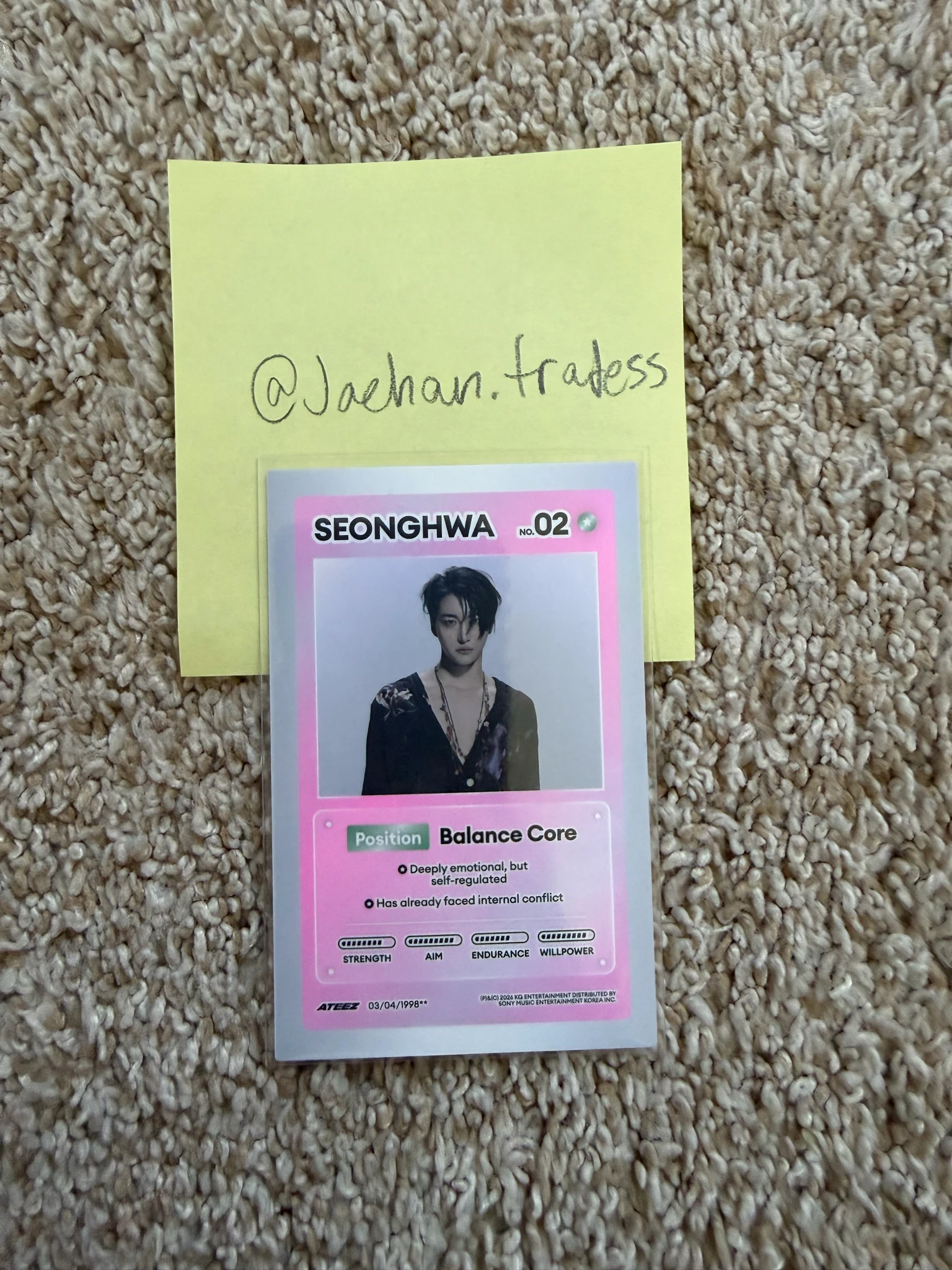 ATEEZ Seonghwa ATEEZ - Seonghwa - GOLDEN HOUR : Part.5 Album character card holographic (hologram) listing photo 1