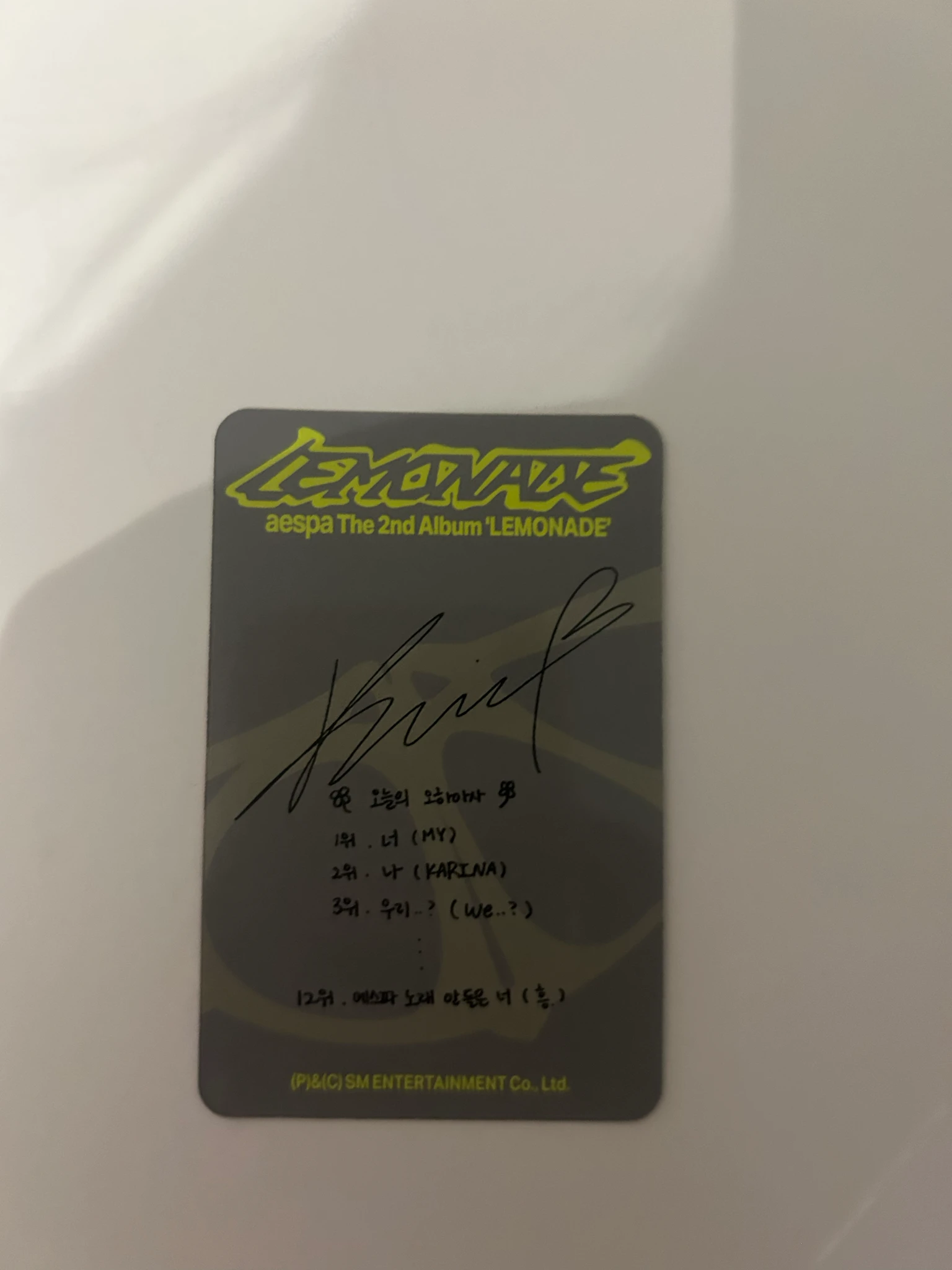 aespa Karina aespa - Karina - Lemonade Album album photocard acid version listing photo 2