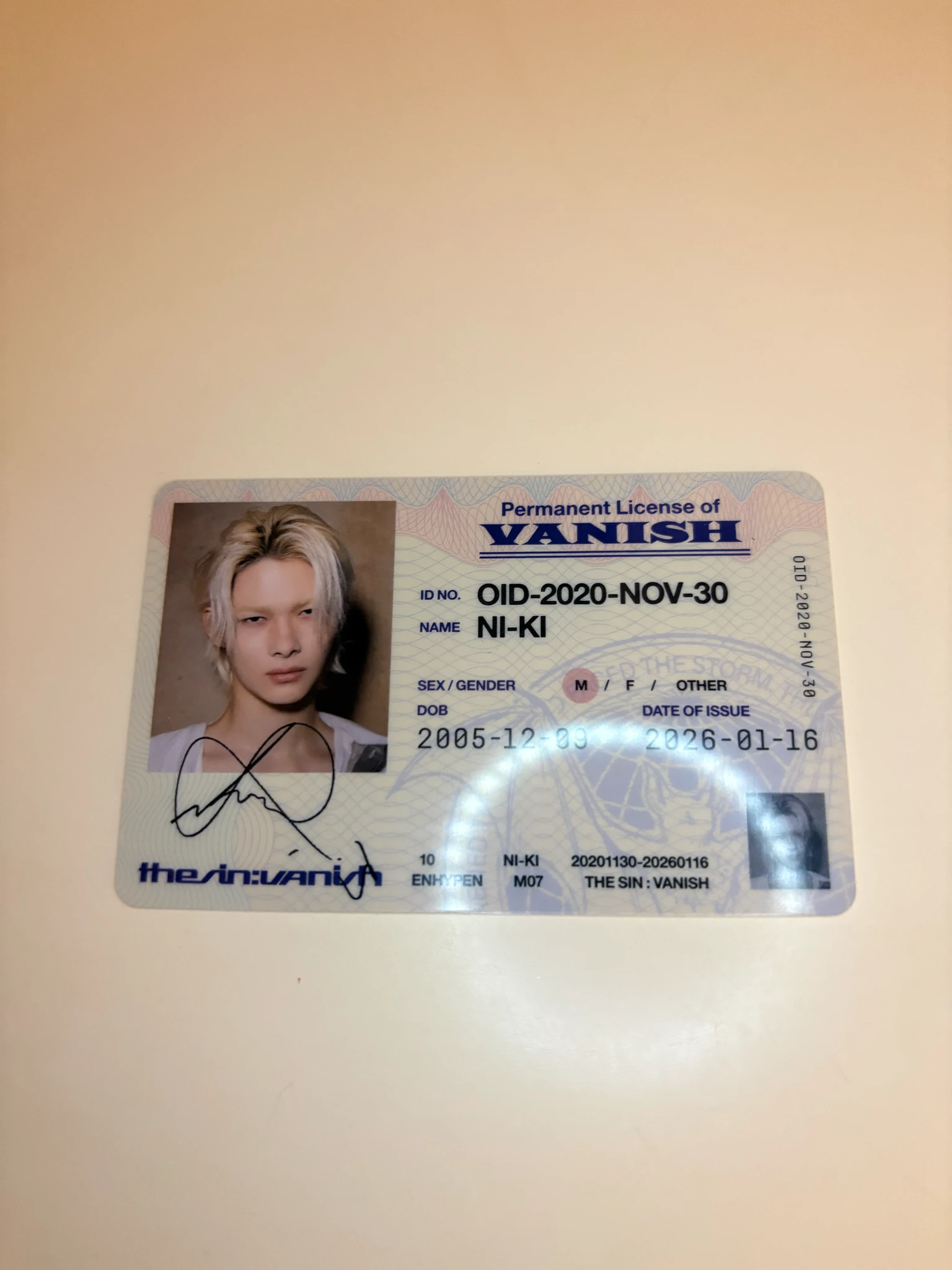 ENHYPEN Ni-ki ENHYPEN - Ni-ki - THE SIN: VANISH Album fugitives version album photocard korean album id card listing photo 1