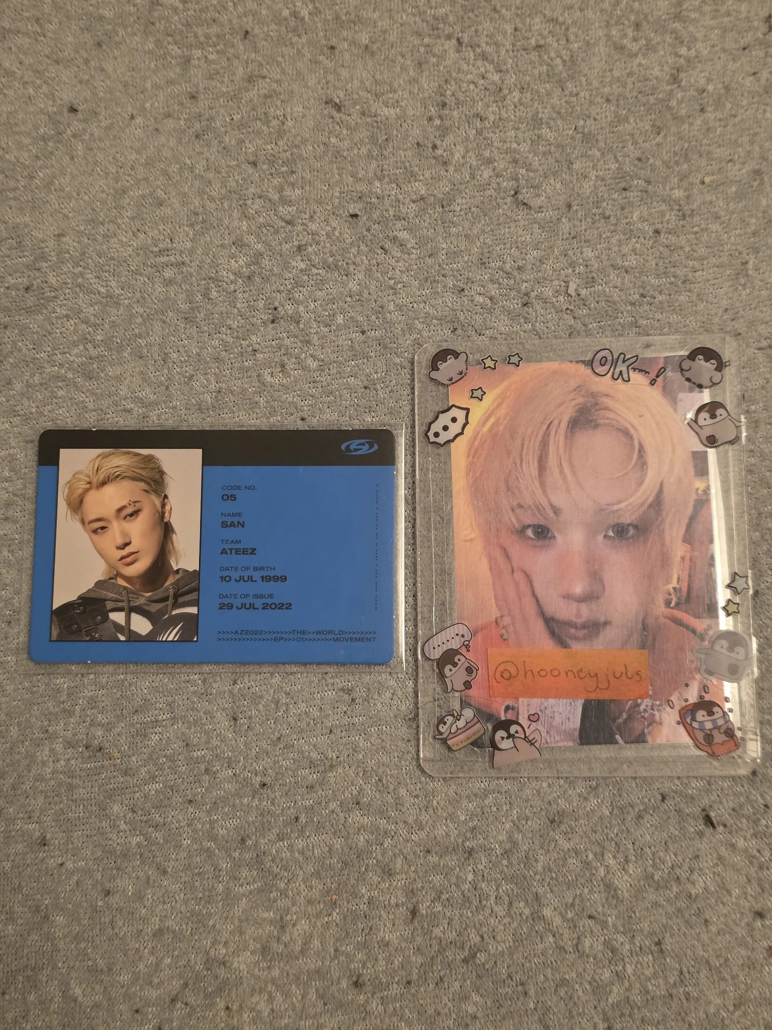 ATEEZ San ATEEZ - San - THE WORLD EP.1 : MOVEMENT Album album photocard A version id card listing photo 1