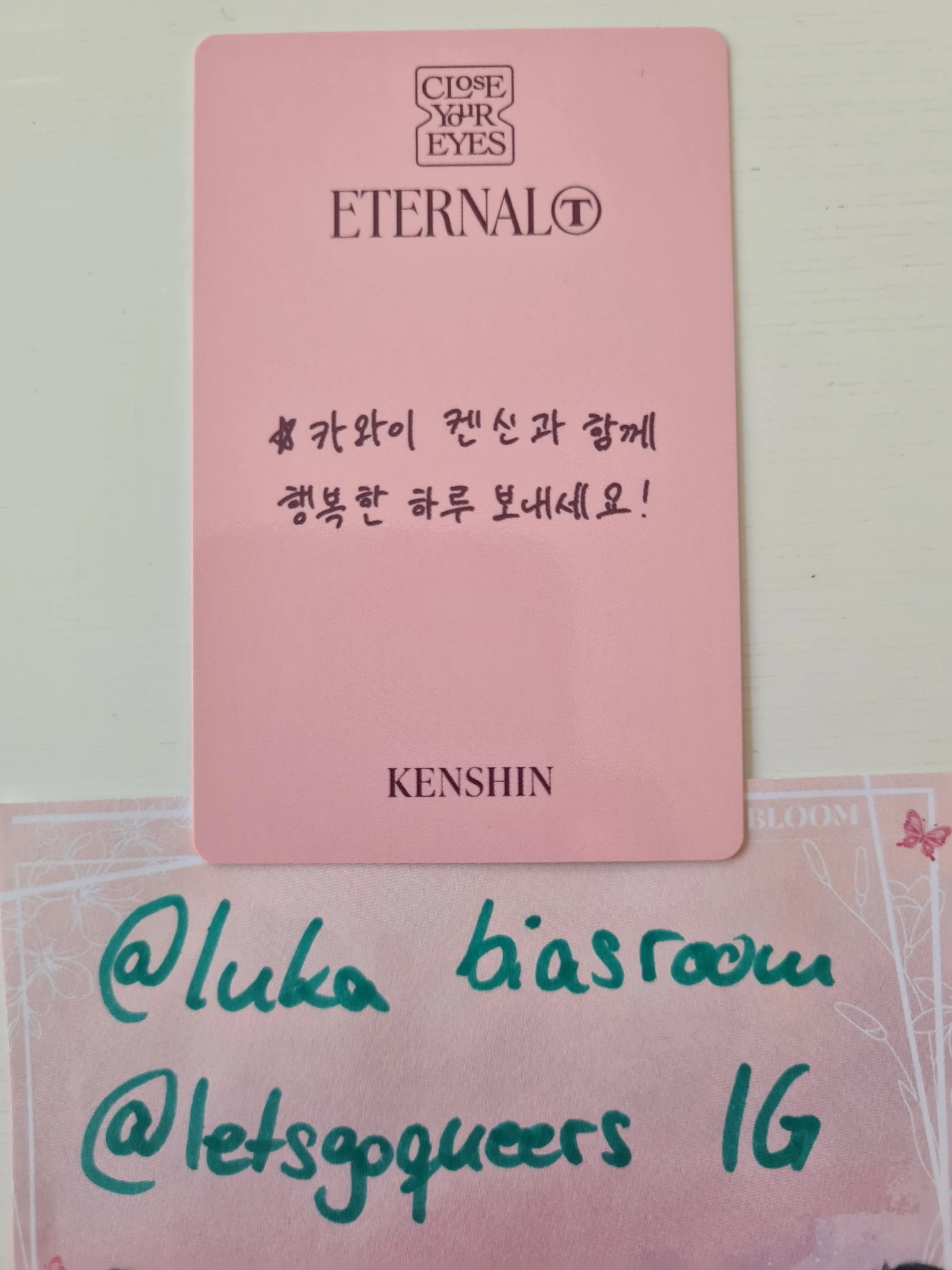 CLOSE YOUR EYES Kenshin CLOSE YOUR EYES - Kenshin - ETERNALT Album album photocard poca album listing photo 2
