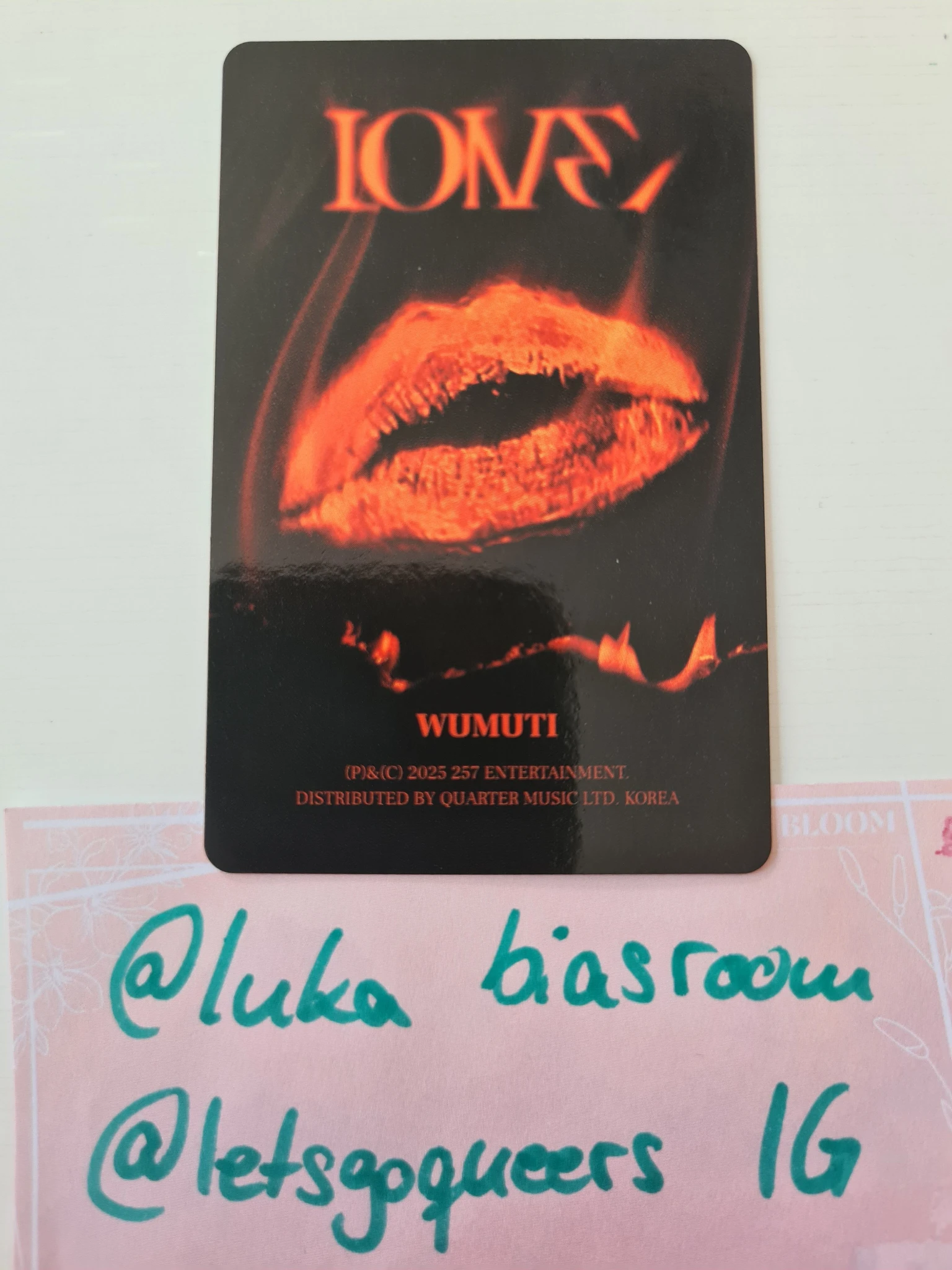 XLOV Wumuti XLOV - Wumuti - I ONE Album album photocard i ver. listing photo 2
