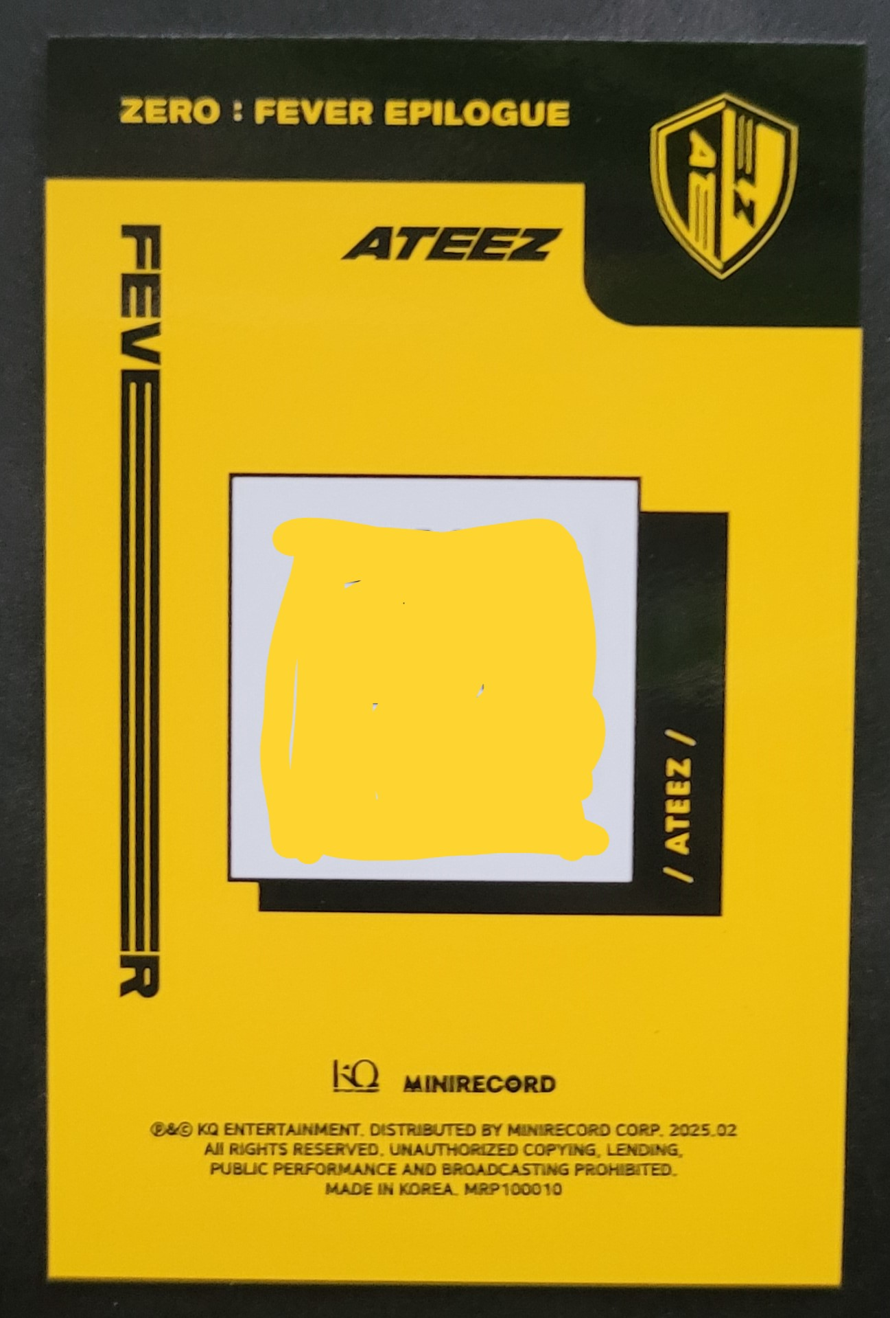 ATEEZ Yunho ATEEZ - Yunho - ZERO : FEVER EPILOGUE Album platform qr card album photocard second press only Z version listing photo 2