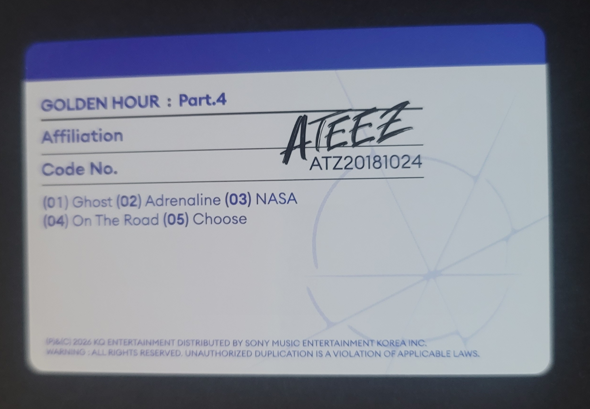 ATEEZ Seonghwa ATEEZ - Seonghwa - Golden Hour : Part.4 Album A version listing photo 2