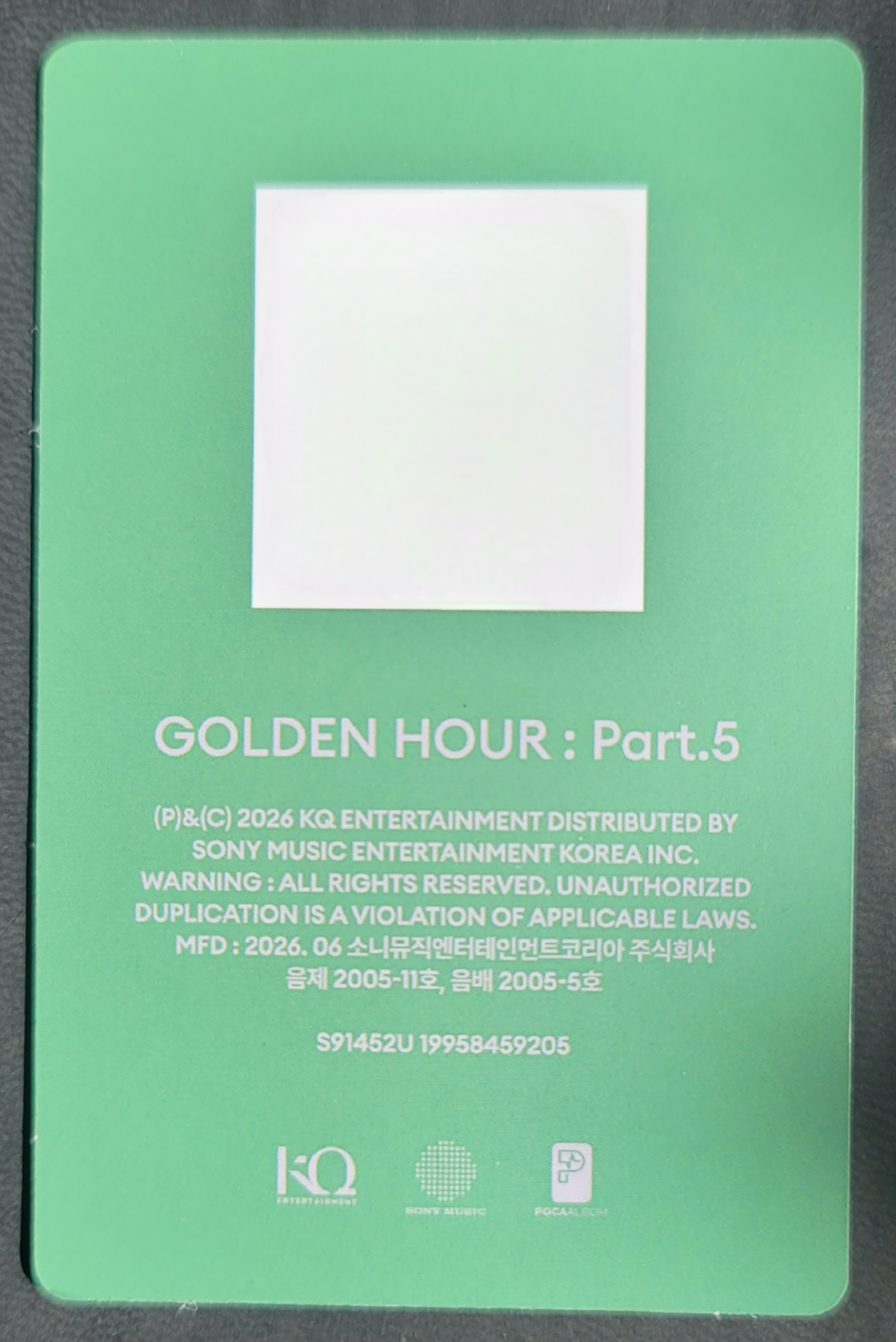 ATEEZ Mingi ATEEZ - Mingi - GOLDEN HOUR : Part.5 Album album photocard poca album Z version qr card listing photo 2