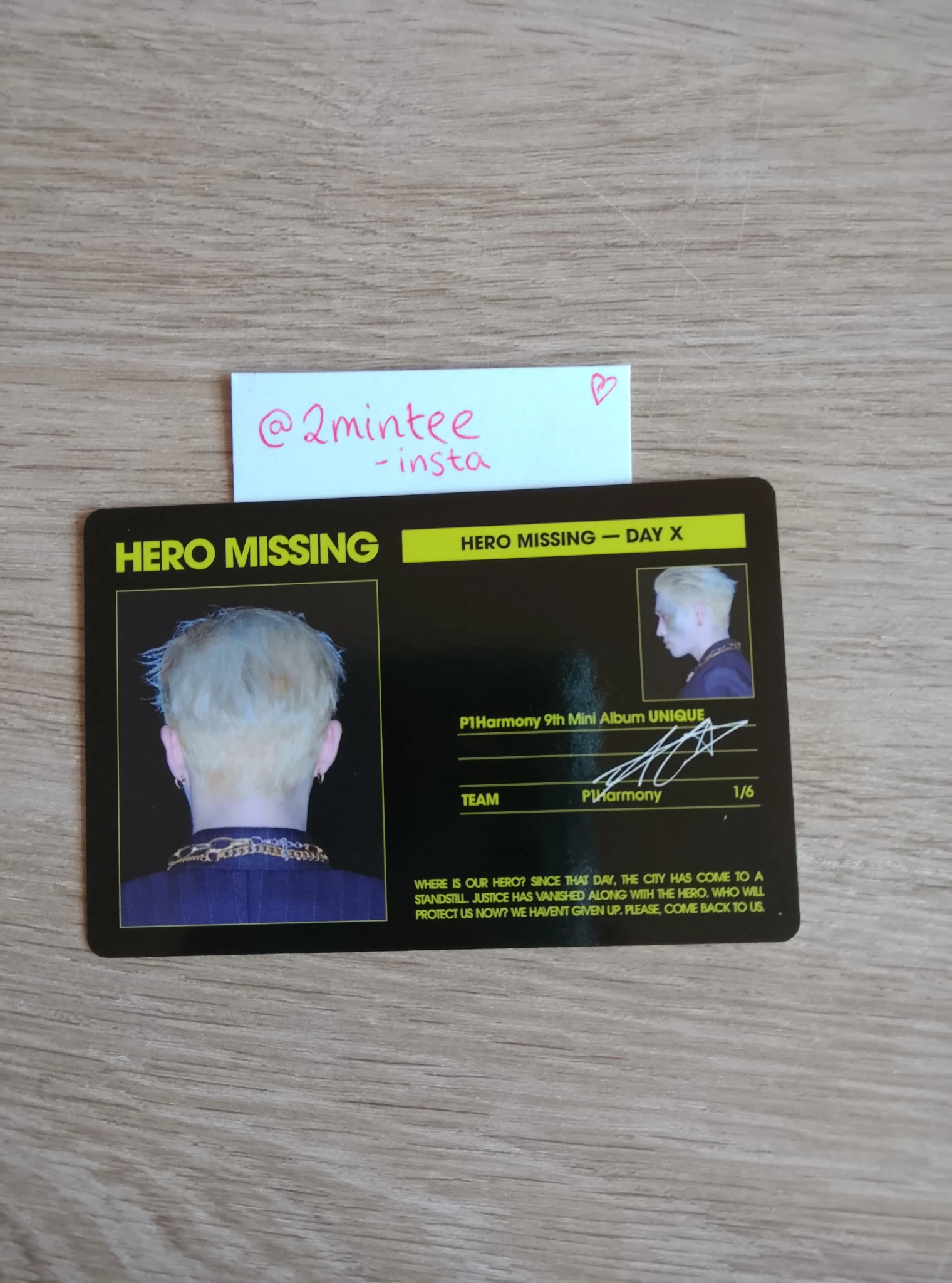P1Harmony Keeho P1Harmony - Keeho - UNIQUE Album id card C version listing photo 2