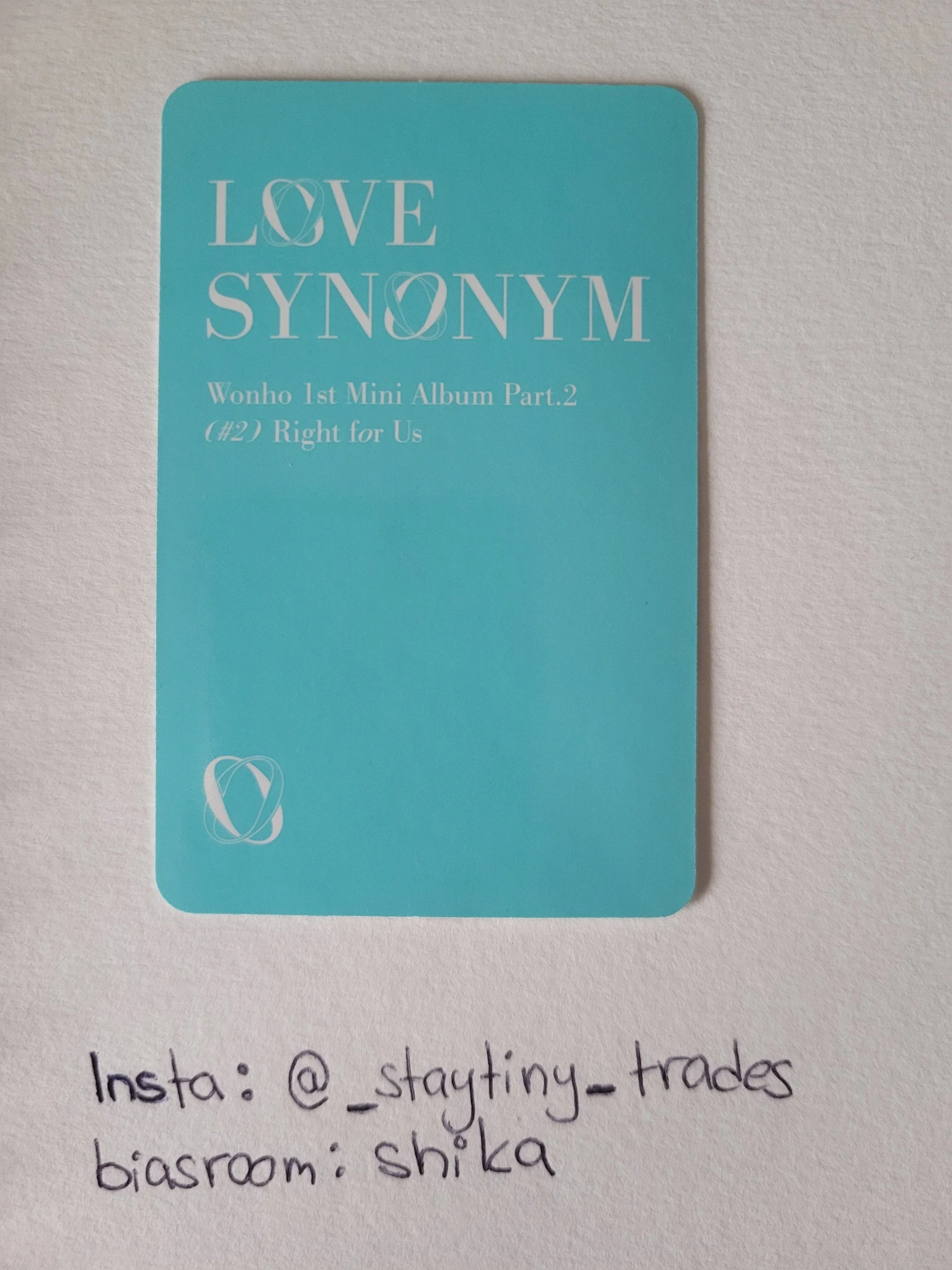Wonho Wonho Wonho - Wonho - Love Synonym #2: Right For Us Album album photocard version 1 listing photo 2