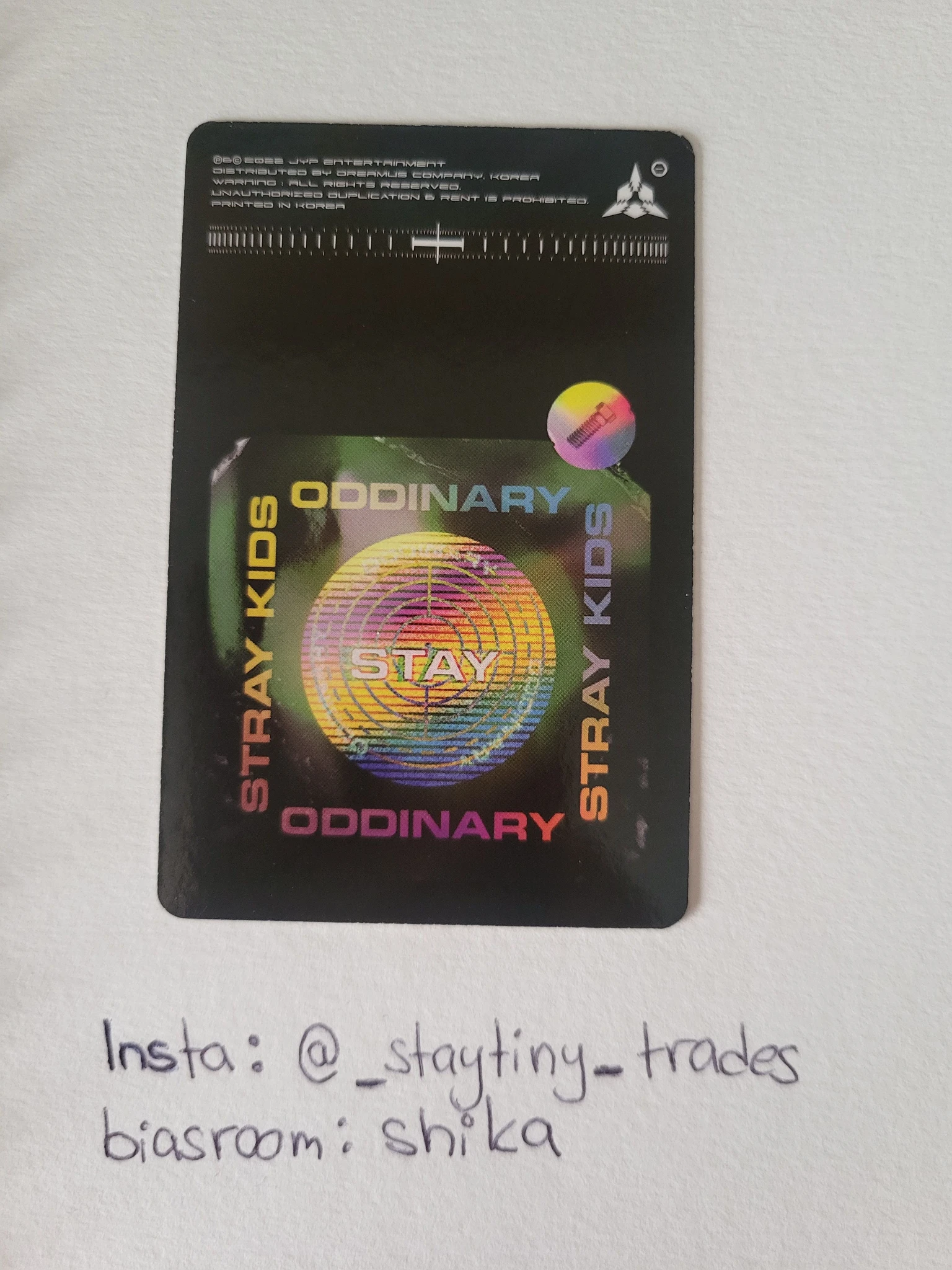 Stray Kids Stray Kids - Changbin & I.N - Oddinary Album album photocard pre-order benefit trading card listing photo 2
