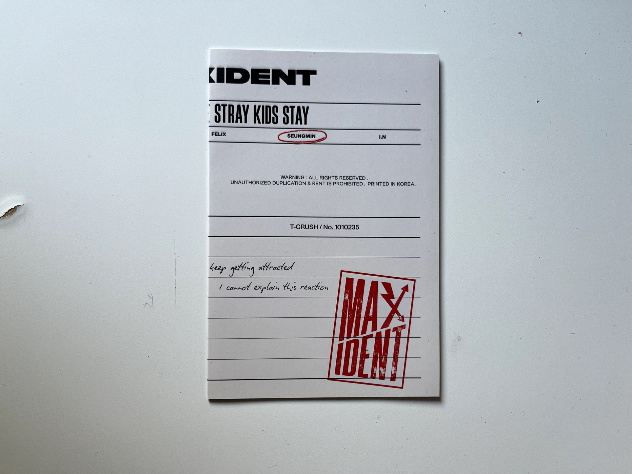 Stray Kids Stray Kids - Bang Chan & Seungmin - Maxident Album case version unit mini folded poster listing photo 2