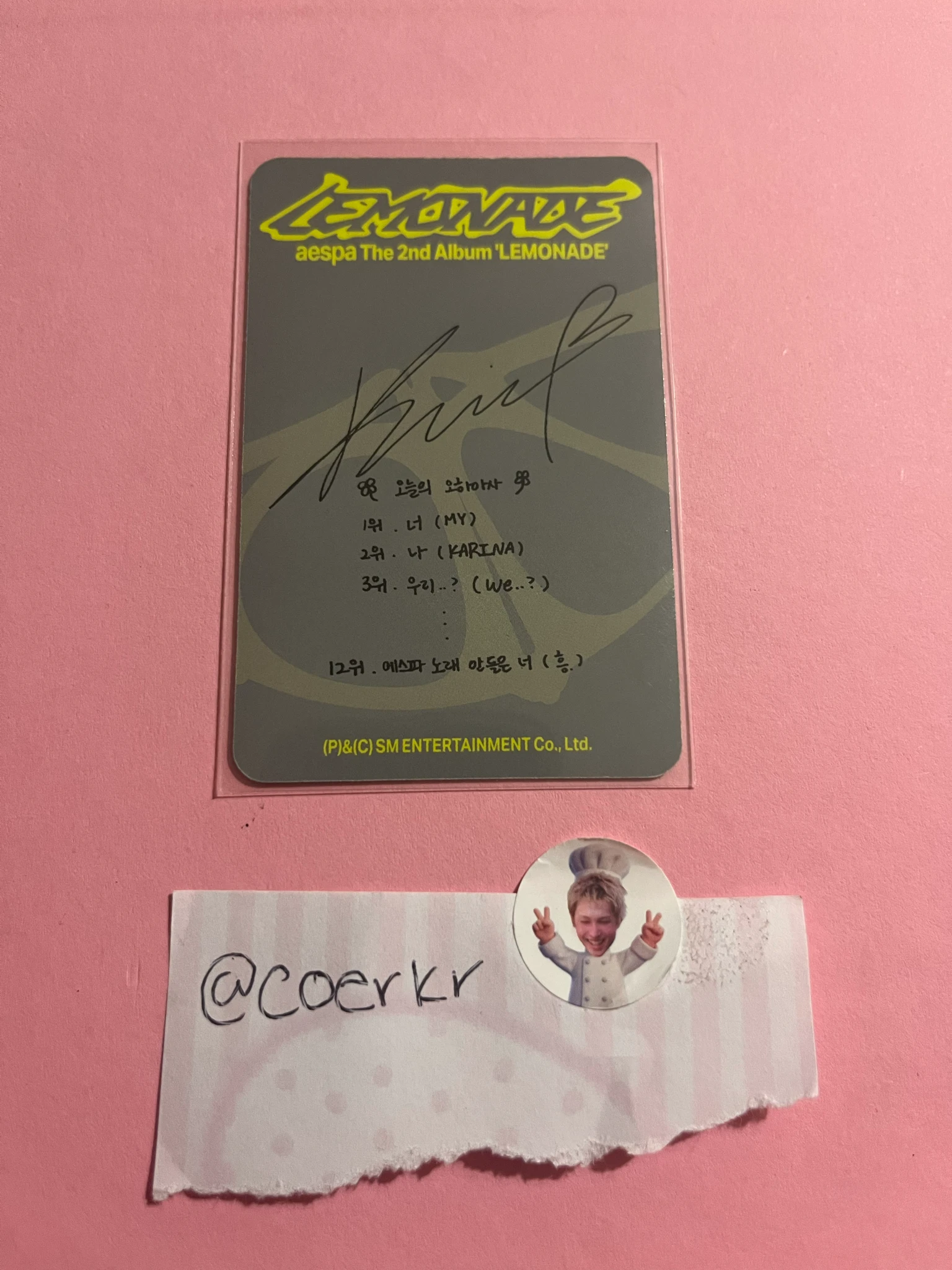 aespa Karina aespa - Karina - Lemonade Album album photocard acid version listing photo 2