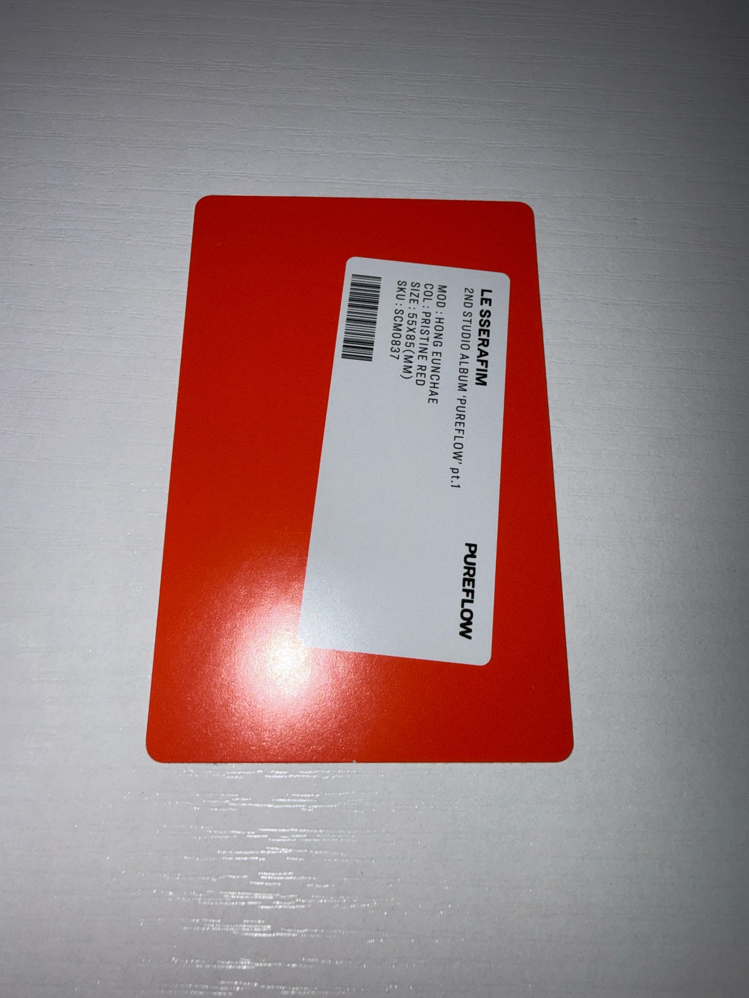LE SSERAFIM Hong Eunchae LE SSERAFIM - Hong Eunchae - PUREFLOW pt.1 Album compact version album photocard listing photo 2