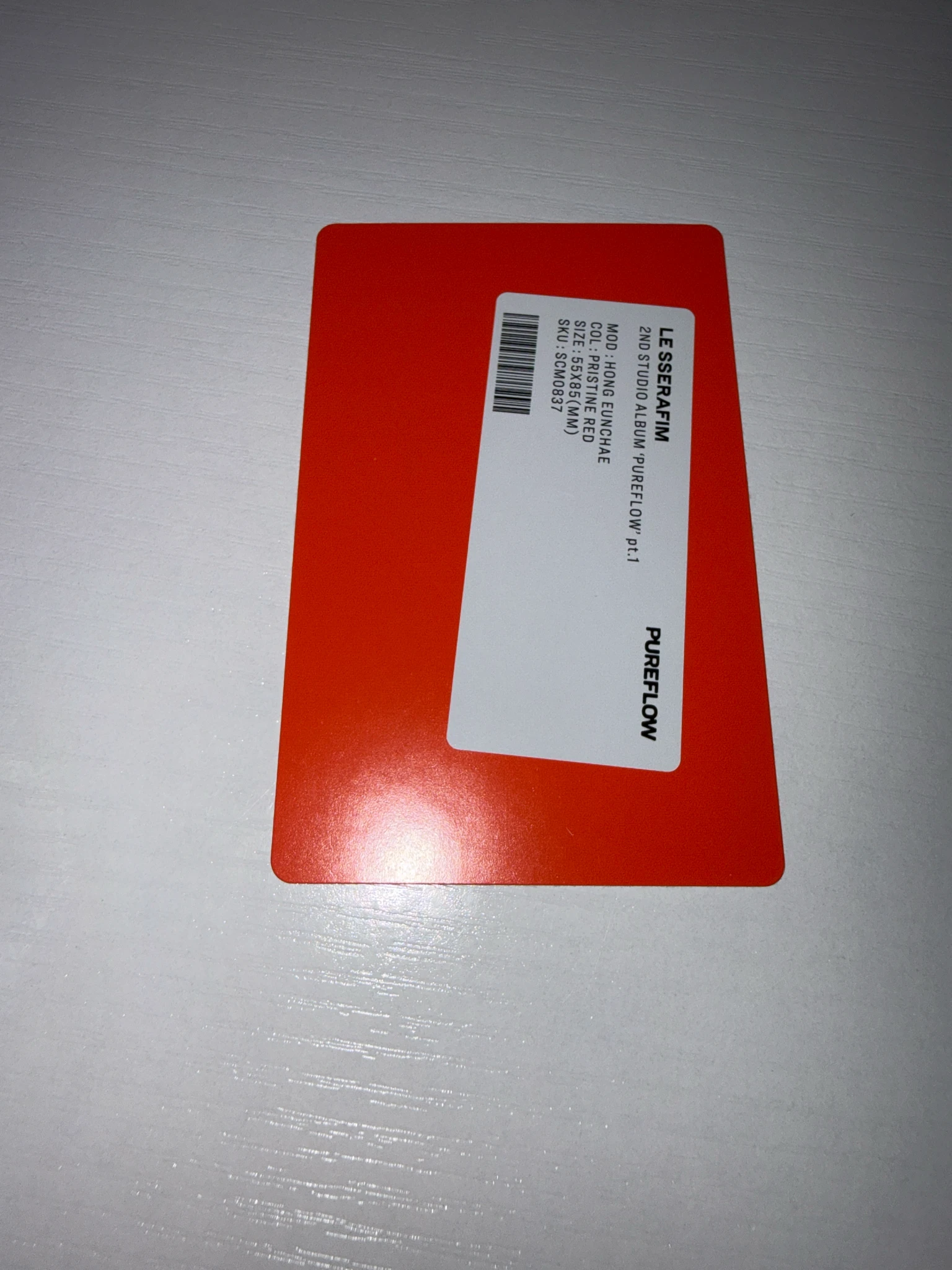 LE SSERAFIM Hong Eunchae LE SSERAFIM - Hong Eunchae - PUREFLOW pt.1 Album compact version album photocard pristine red version listing photo 2