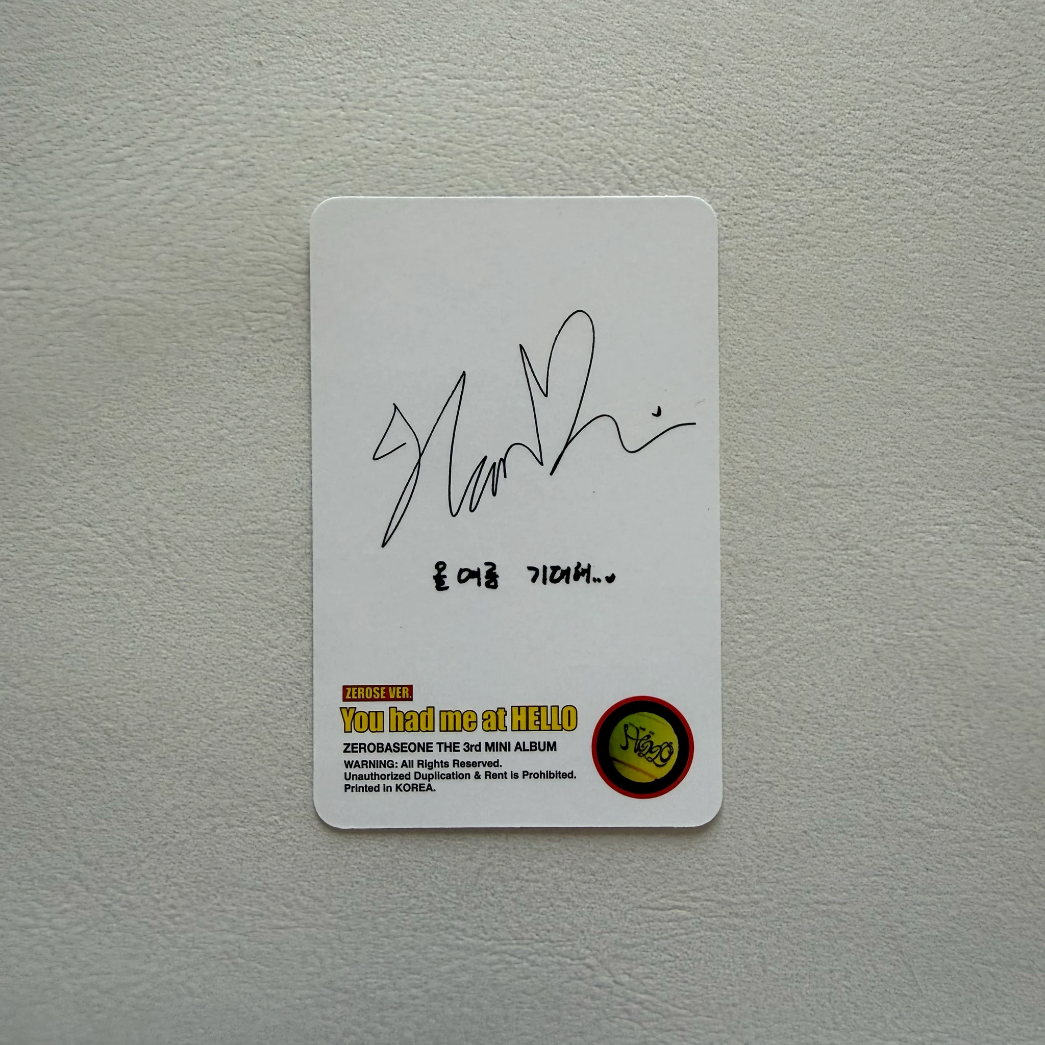 ZEROBASEONE Hanbin ZEROBASEONE - Hanbin - You had me at HELLO Album album photocard poca album zerose version listing photo 2