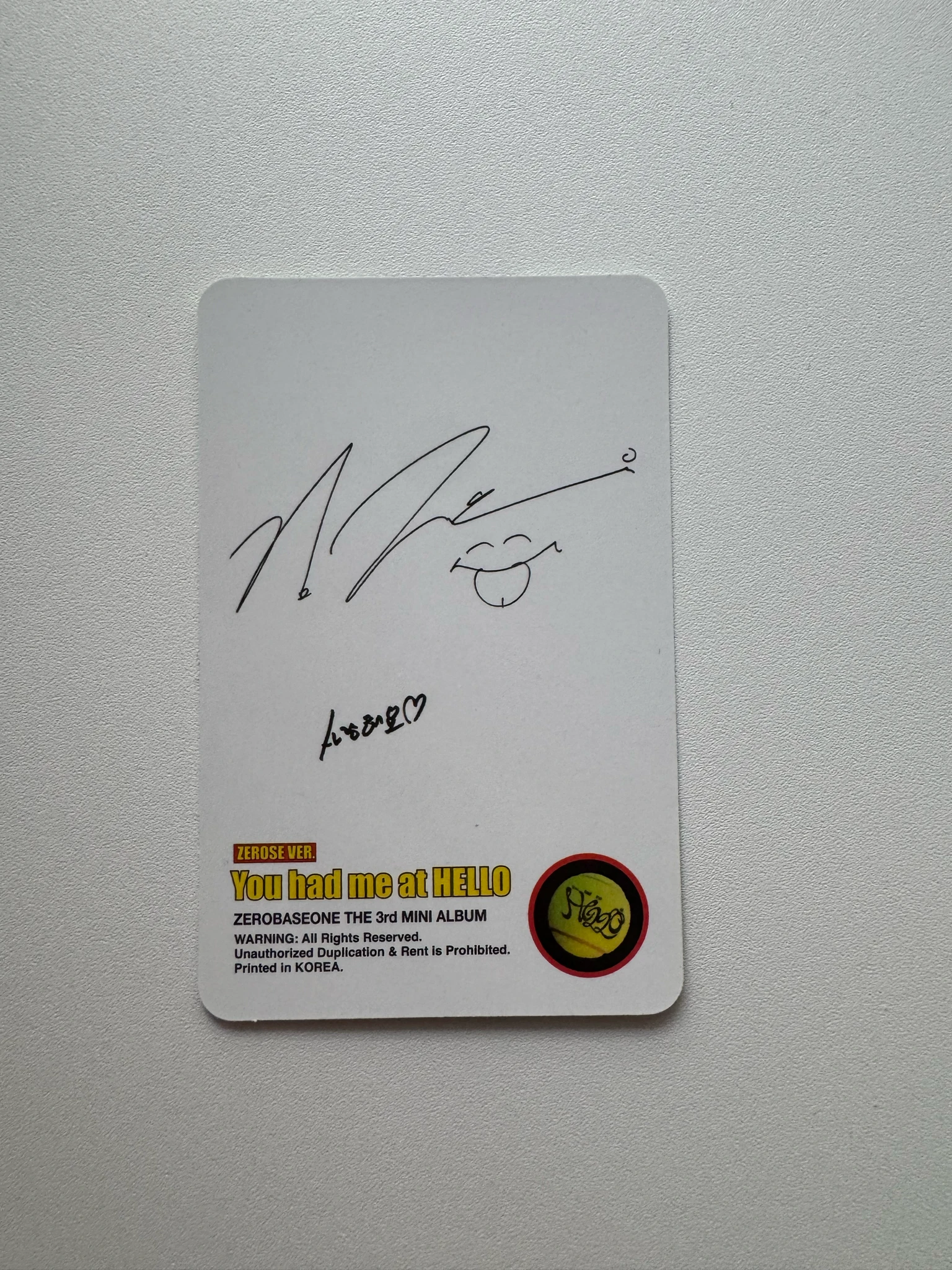 ZEROBASEONE Jiwoong ZEROBASEONE - Jiwoong - You had me at HELLO Album ktown4u lucky draw zerose version listing photo 2