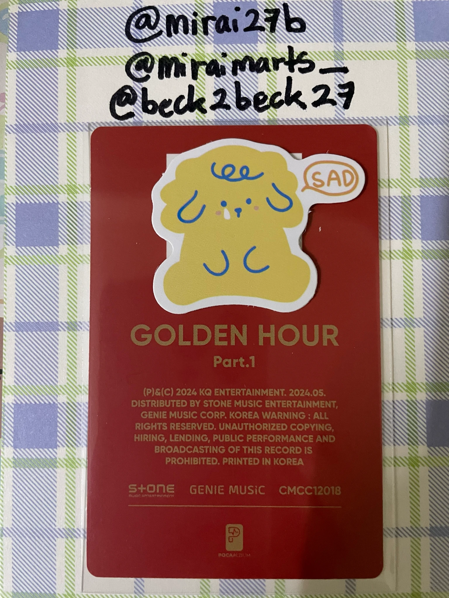 ATEEZ Seonghwa ATEEZ - Seonghwa - Golden Hour : Part.1 Album poca album qr card listing photo 2