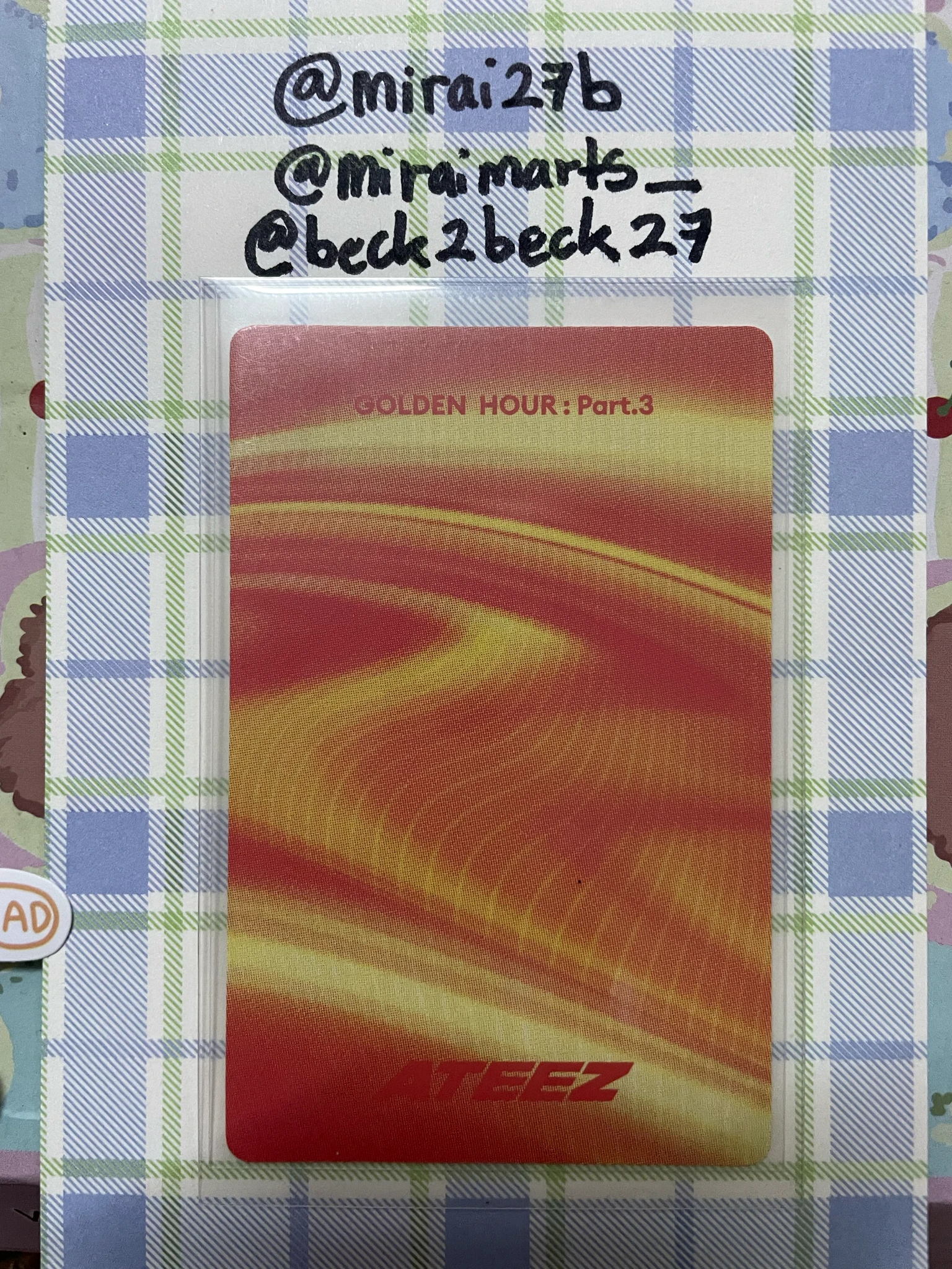 ATEEZ Yunho ATEEZ - Yunho - Golden Hour : Part.3 Album poca album image card album photocard version 1 listing photo 2