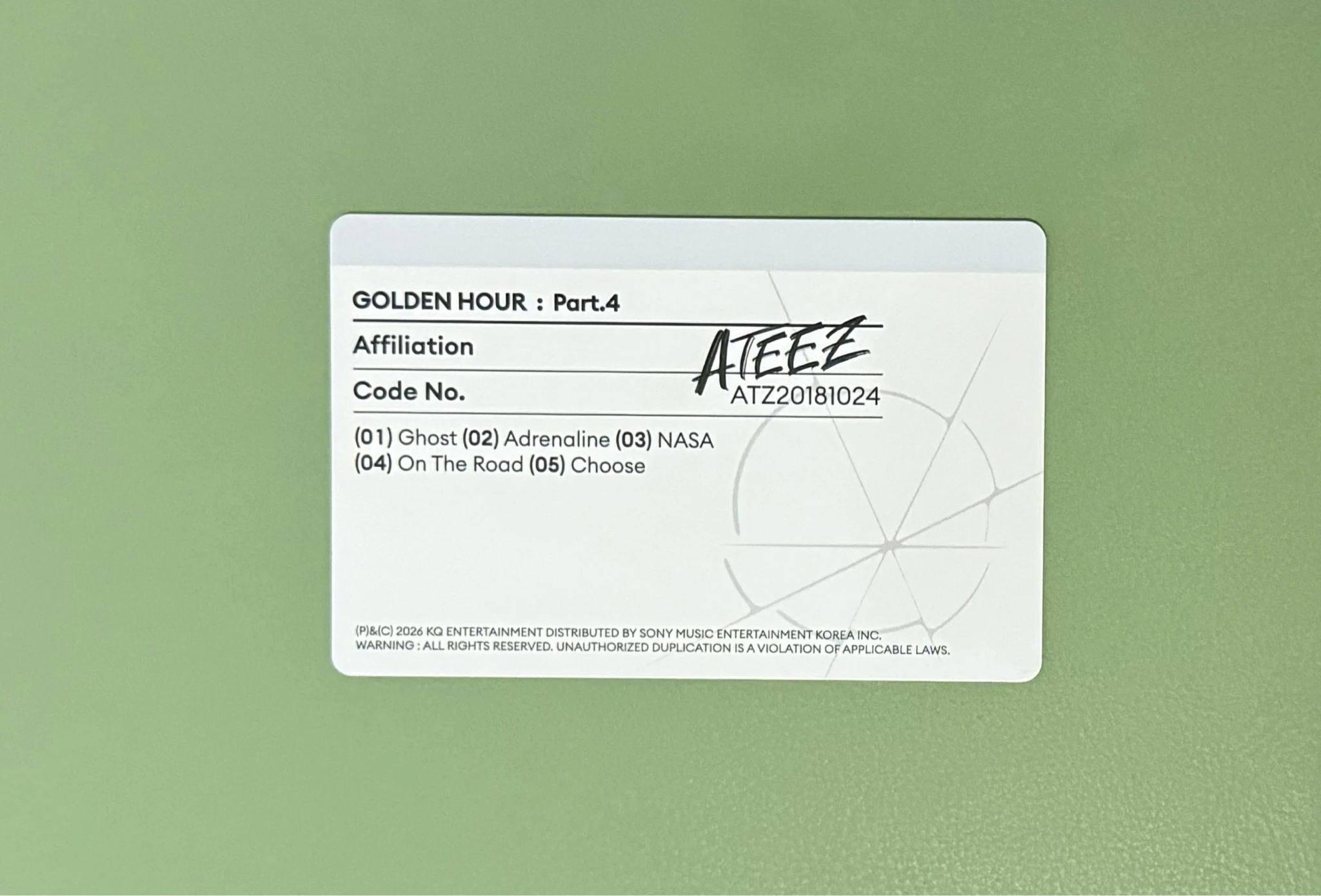 ATEEZ Mingi ATEEZ - Mingi - Golden Hour : Part.4 Album album photocard Z version listing photo 2