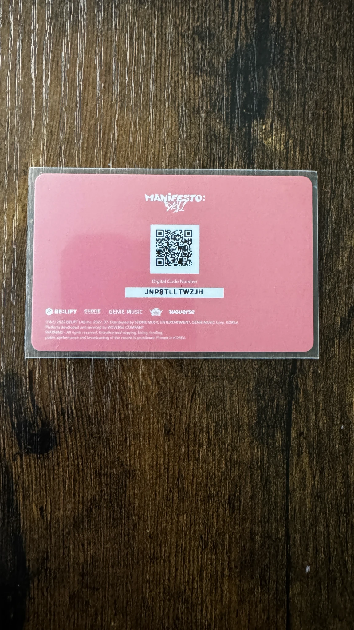 ENHYPEN ENHYPEN - MANIFESTO: DAY 1 Album album photocard korean album weverse album version qr card listing photo 2