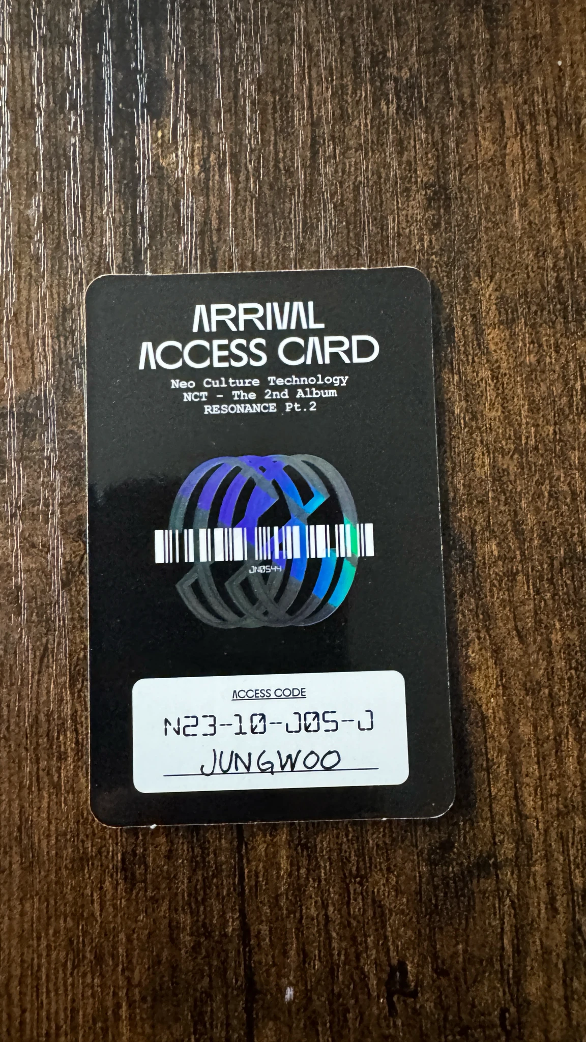 NCT Jungwoo NCT - Jungwoo - NCT 2020 Resonance Pt.2 Album arrival version id card album photocard holographic (hologram) listing photo 2