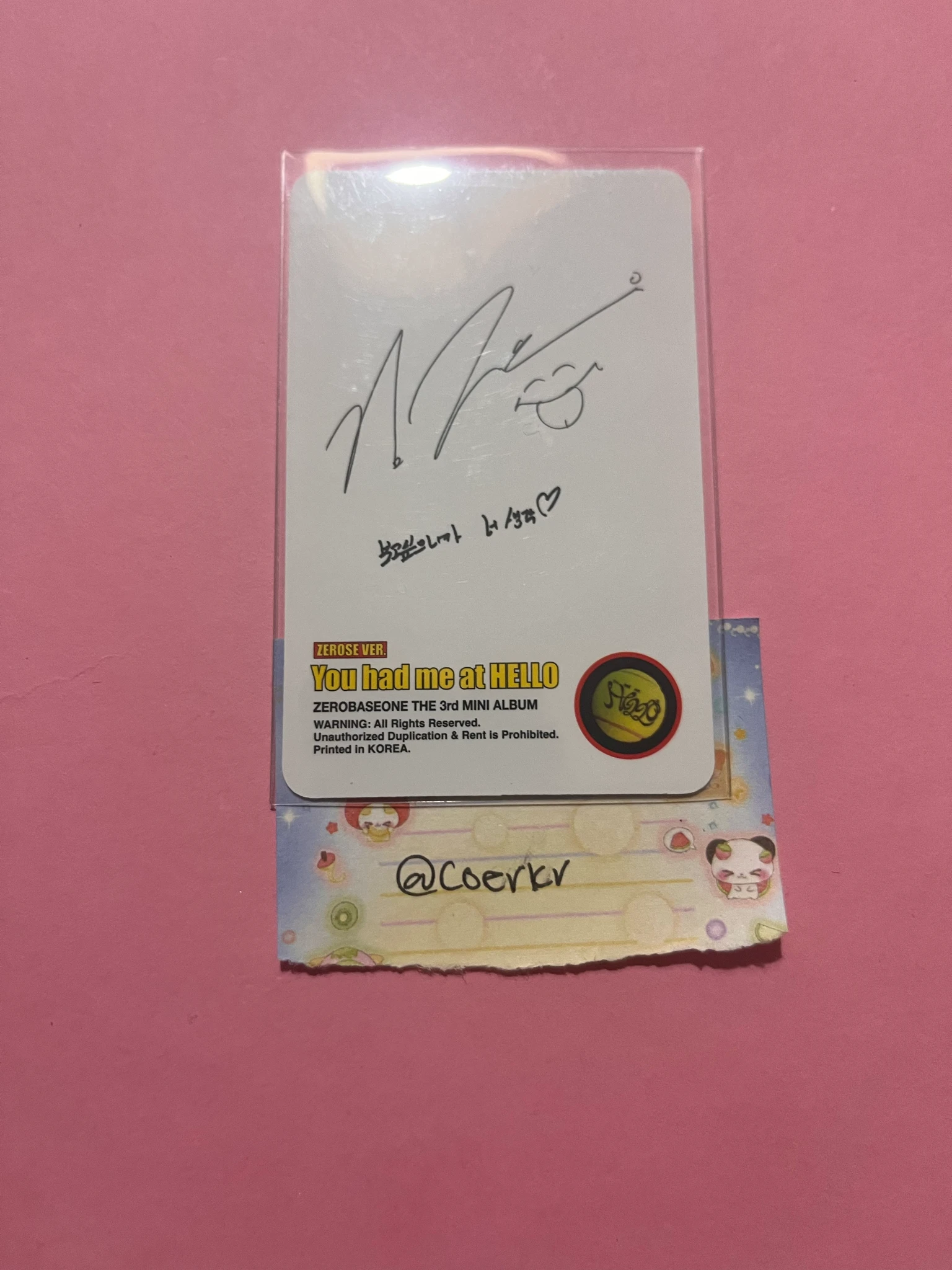 ZEROBASEONE Jiwoong ZEROBASEONE - Jiwoong - You had me at HELLO Album album photocard poca album zerose version listing photo 2