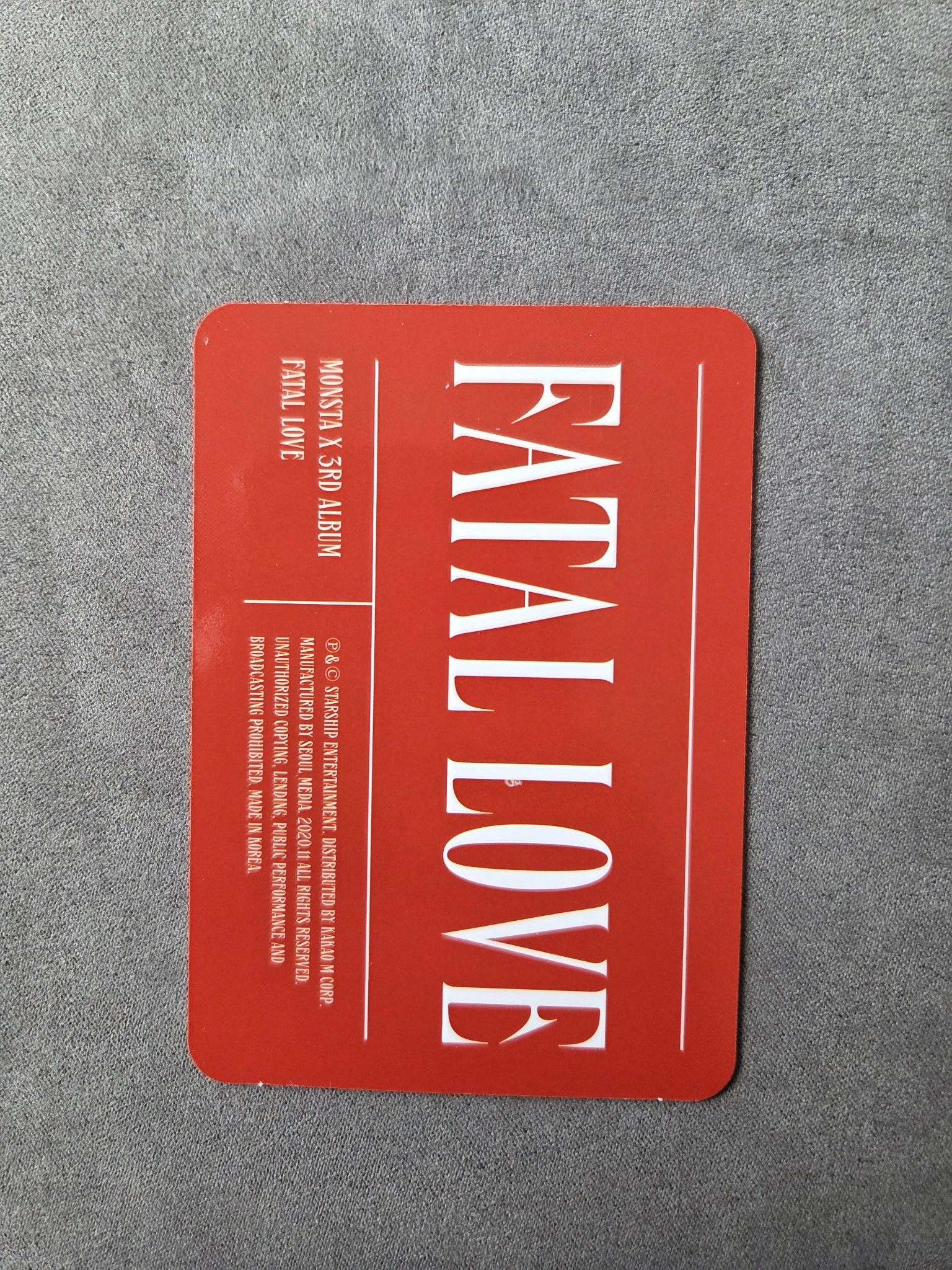MONSTA X Shownu MONSTA X - Shownu - Fatal Love Album album photocard version 2 listing photo 2