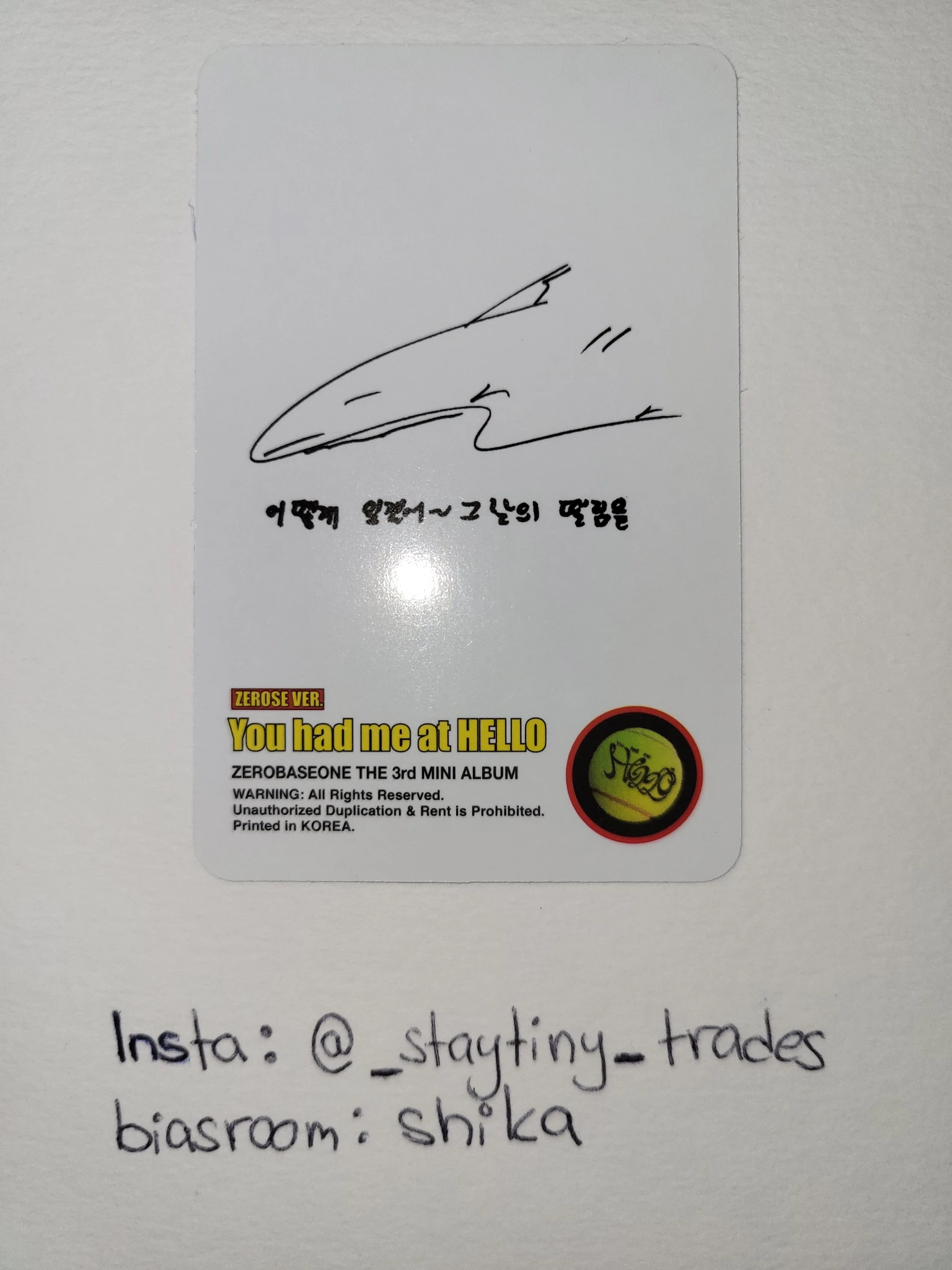 ZEROBASEONE Taerae ZEROBASEONE - Taerae - You had me at HELLO Album album photocard poca album zerose version B version listing photo 2