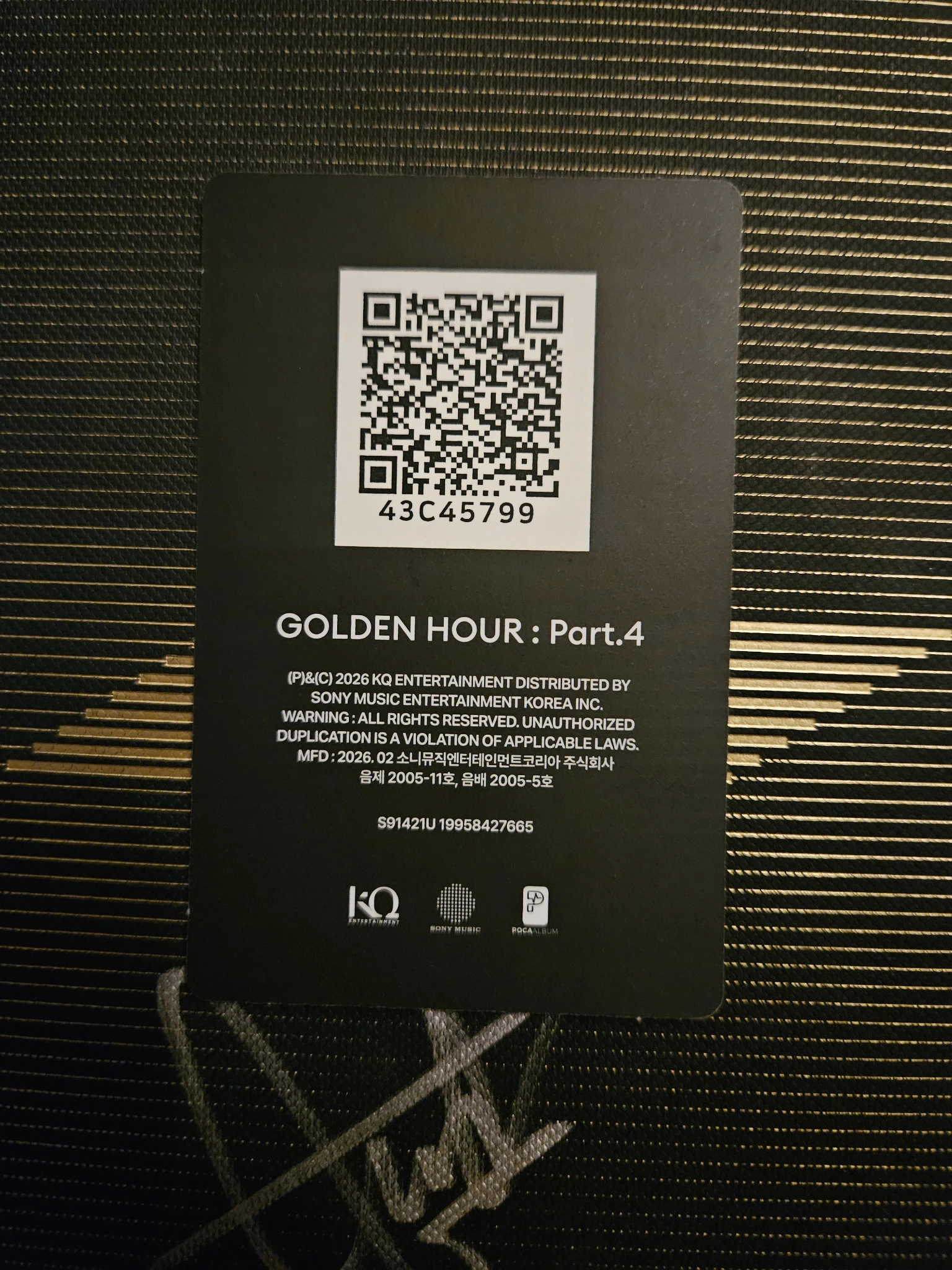 ATEEZ Hongjoong ATEEZ - Hongjoong - Golden Hour : Part.4 Album Z version qr card poca album album photocard listing photo 2