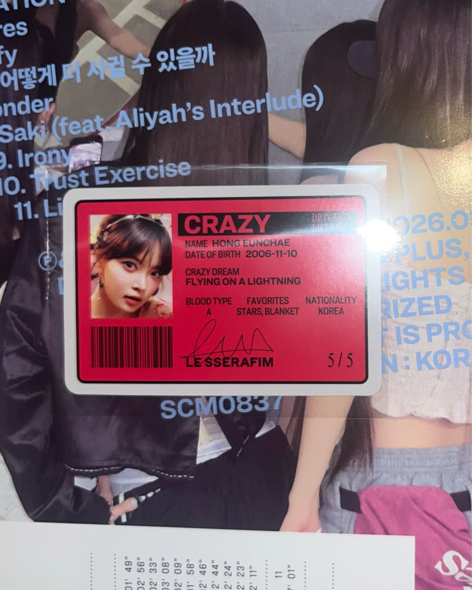 LE SSERAFIM Hong Eunchae LE SSERAFIM - Hong Eunchae - CRAZY Album album photocard odd fairy floss version listing photo 2