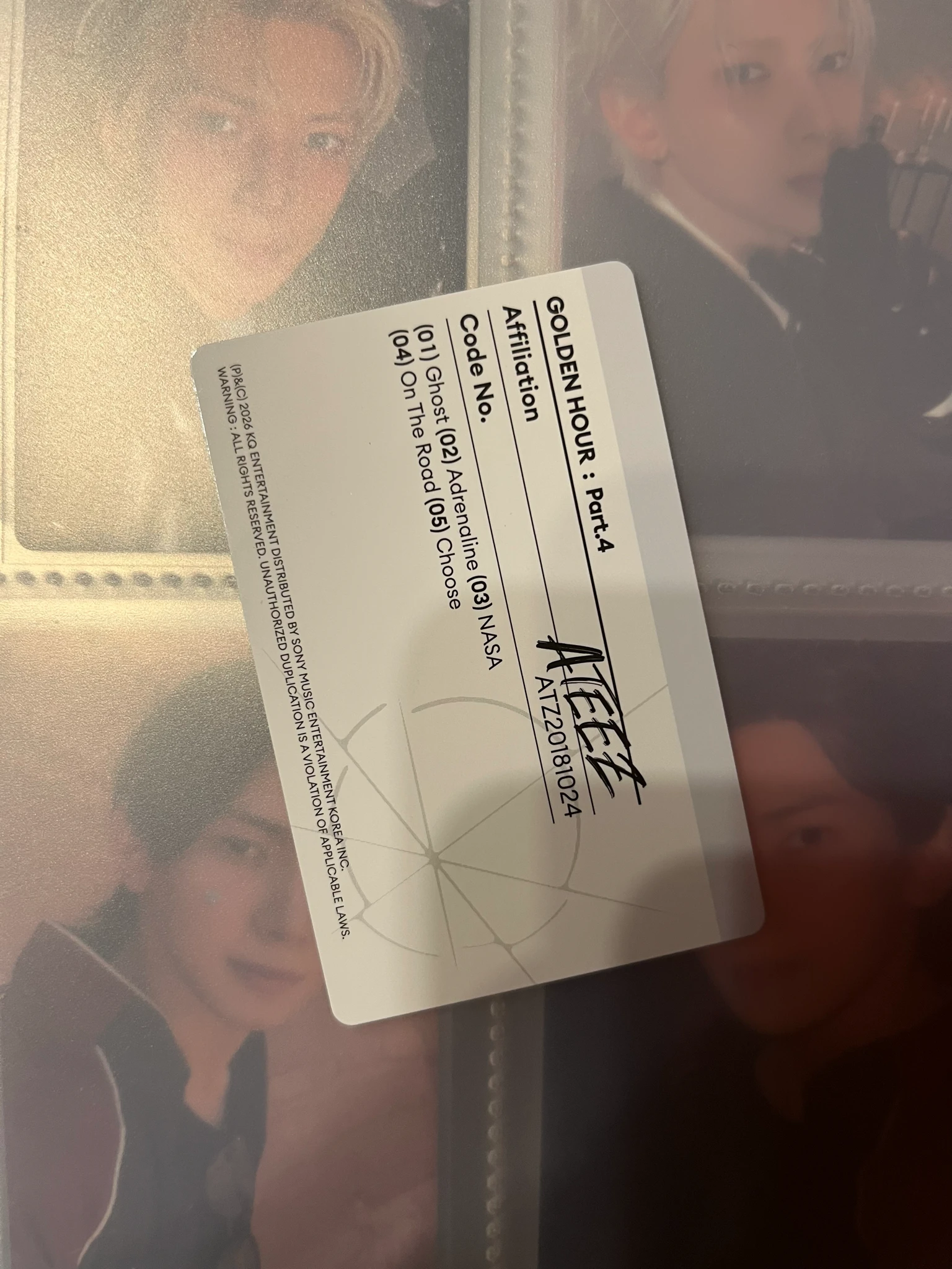 ATEEZ Jongho ATEEZ - Jongho - Golden Hour : Part.4 Album album photocard Z version version 2 listing photo 2