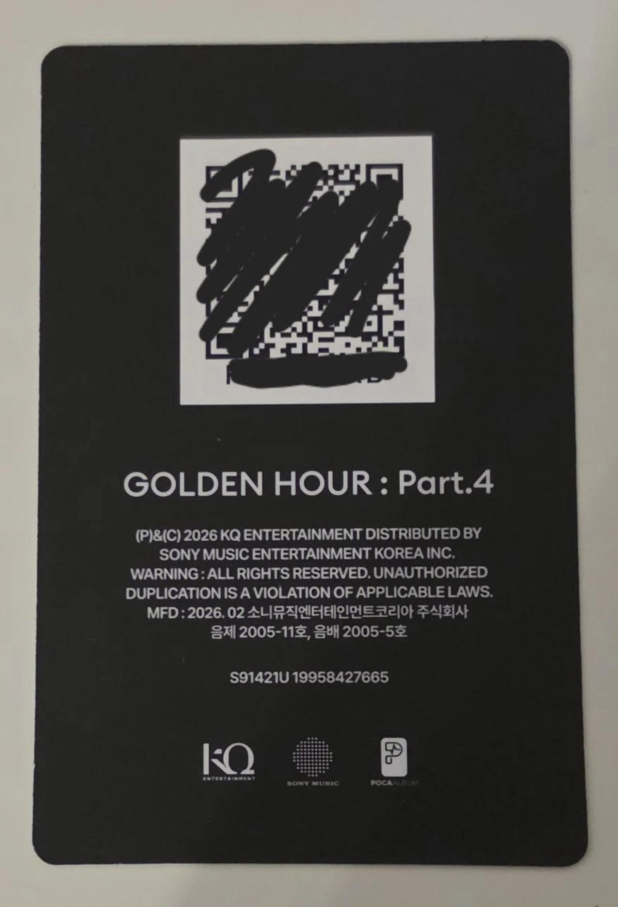 ATEEZ Jongho ATEEZ - Jongho - Golden Hour : Part.4 Album Z version qr card poca album album photocard listing photo 2