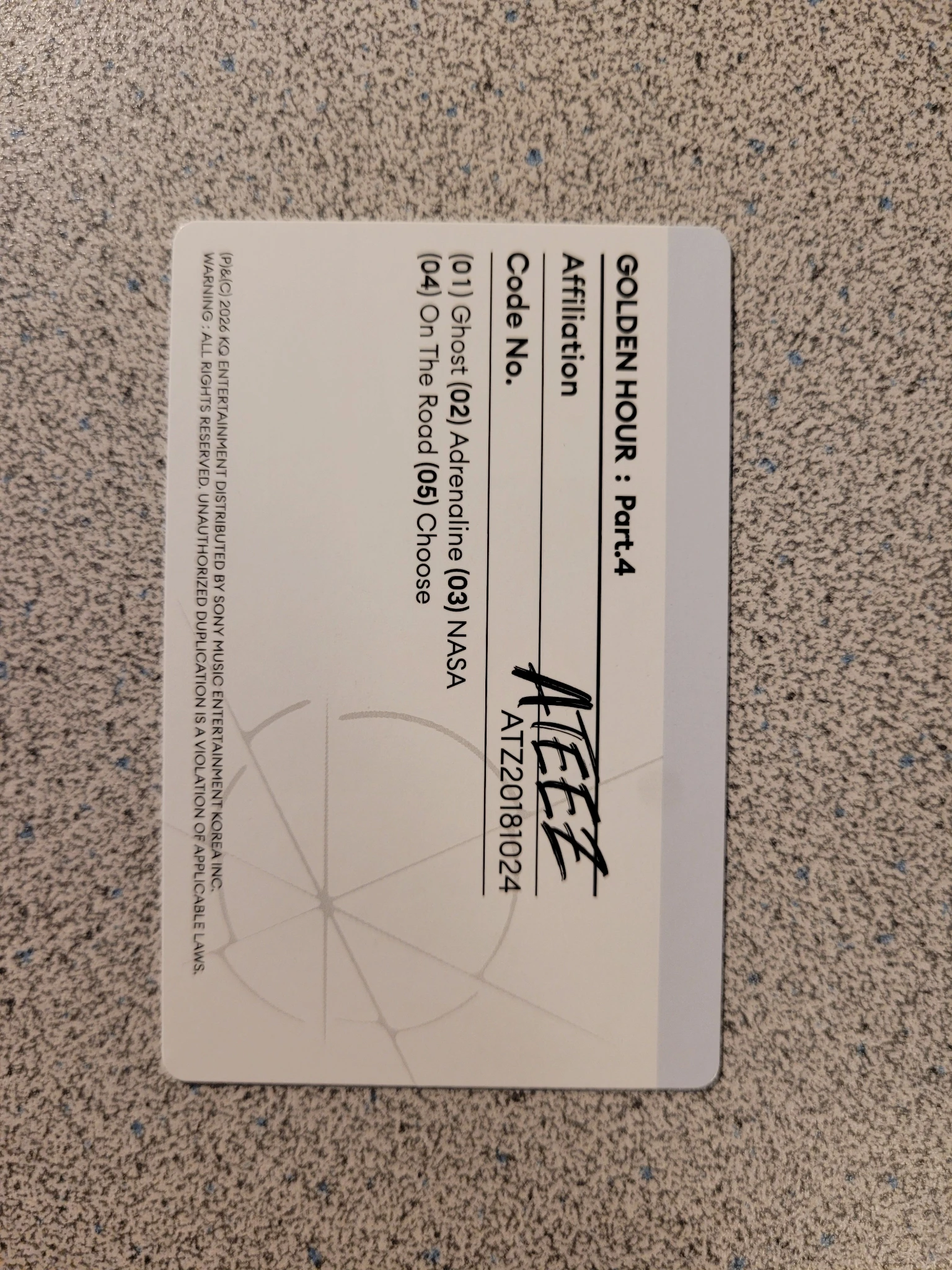 ATEEZ Jongho ATEEZ - Jongho - Golden Hour : Part.4 Album album photocard Z version version 2 listing photo 2