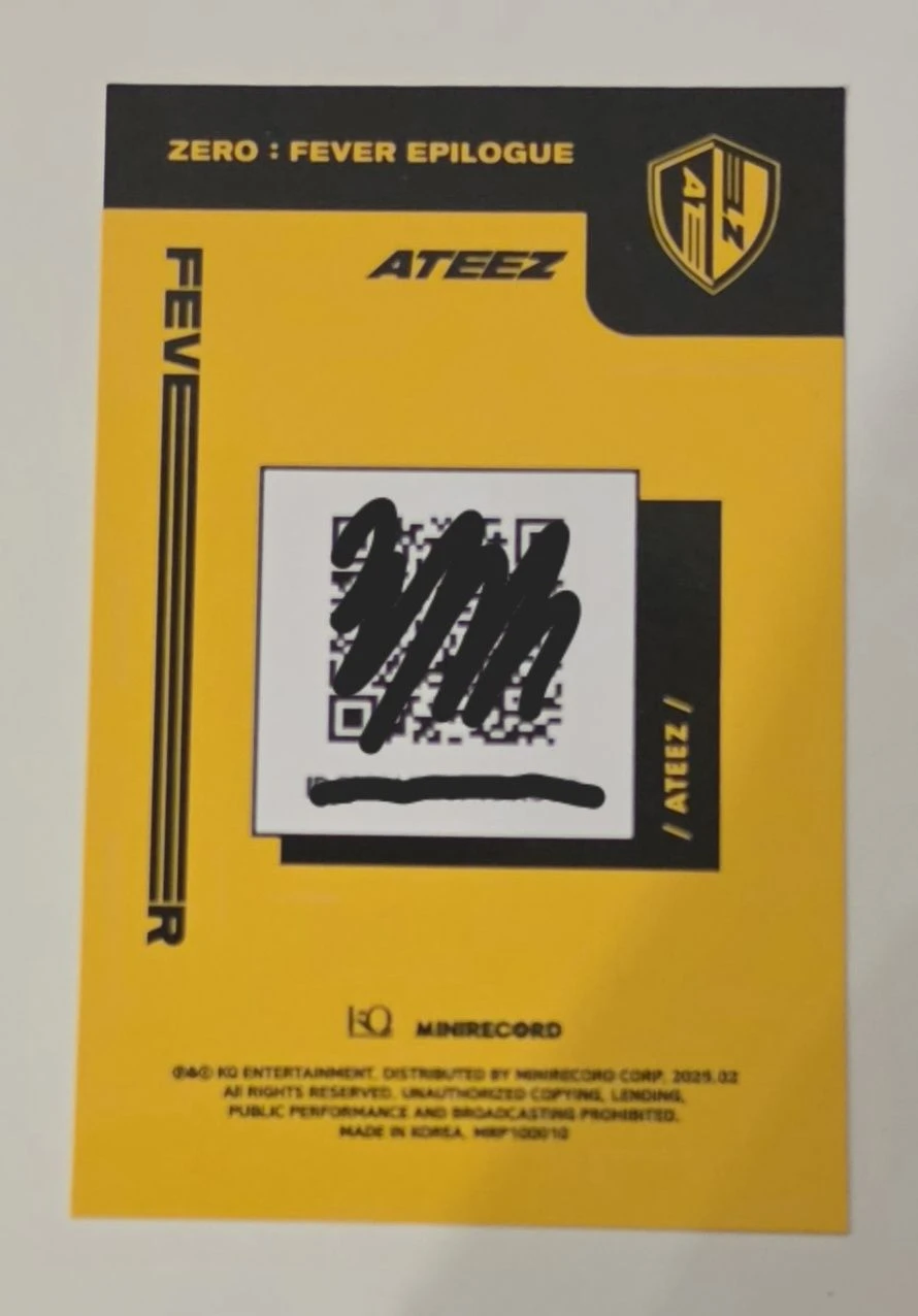 ATEEZ Yeosang ATEEZ - Yeosang - ZERO : FEVER EPILOGUE Album qr card platform second press only album photocard Z version listing photo 2