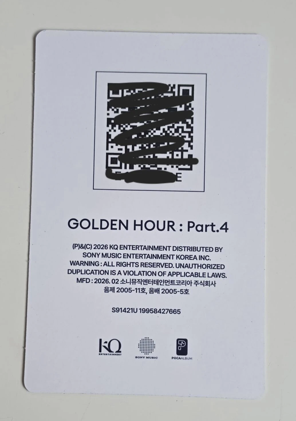 ATEEZ Mingi ATEEZ - Mingi - Golden Hour : Part.4 Album qr card album photocard poca album diary version listing photo 2