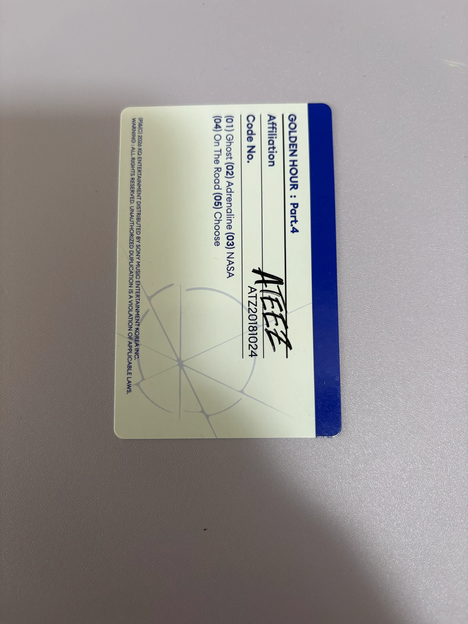 ATEEZ Wooyoung ATEEZ - Wooyoung - Golden Hour : Part.4 Album album photocard A version version 2 listing photo 2