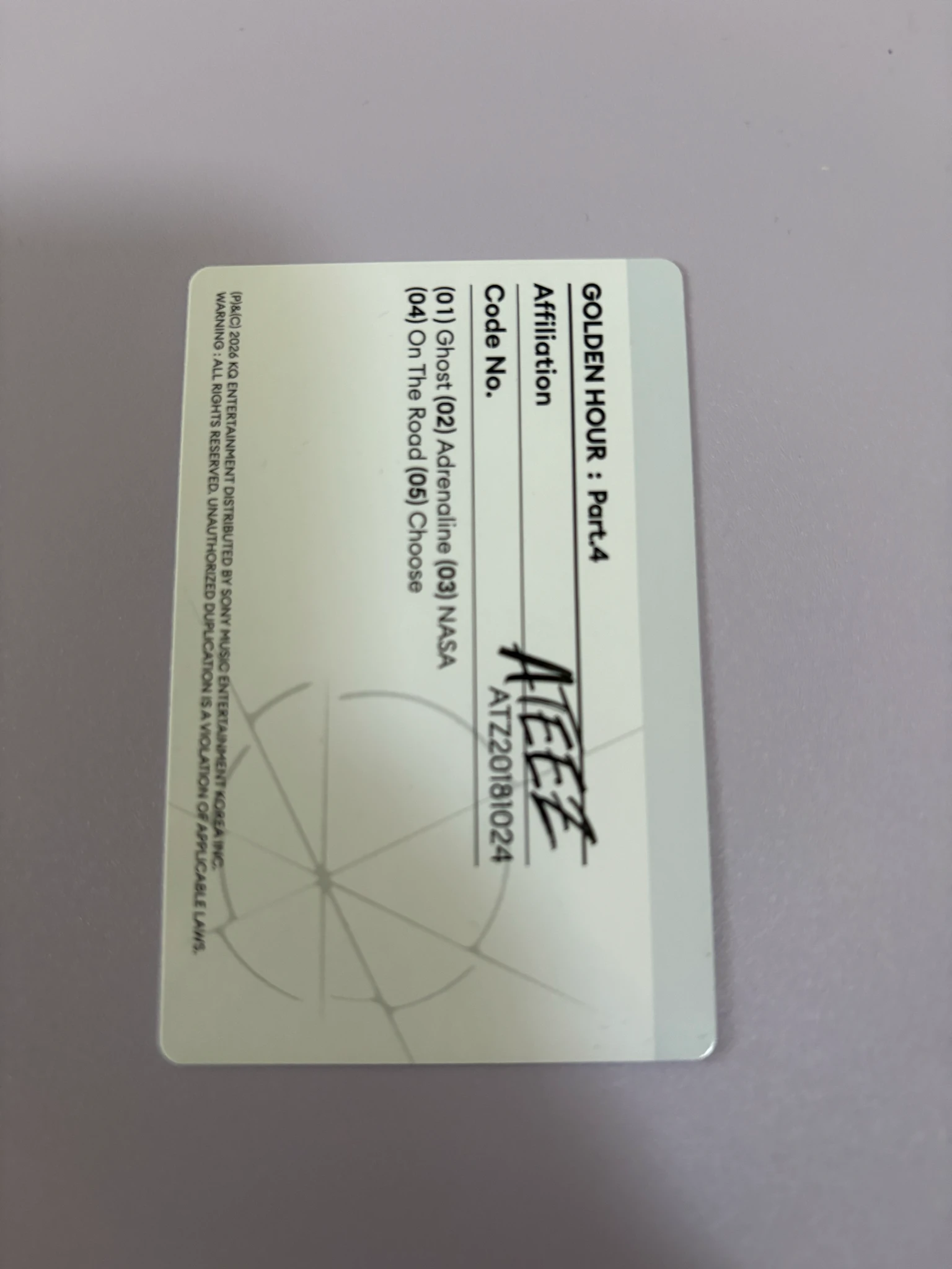 ATEEZ Yunho ATEEZ - Yunho - Golden Hour : Part.4 Album Z version album photocard version 2 listing photo 2