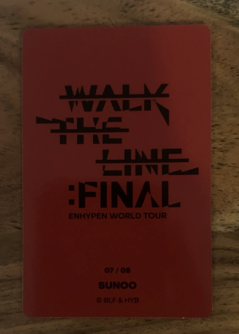 ENHYPEN Sunoo ENHYPEN - Sunoo - 'WALK THE LINE' World Tour Event merch photocard trading card the final listing photo 2