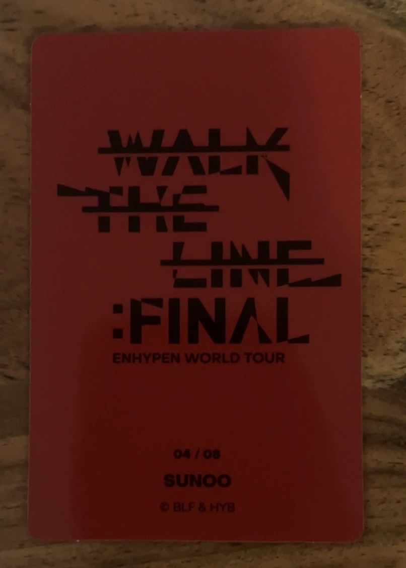 ENHYPEN Sunoo ENHYPEN - Sunoo - 'WALK THE LINE' World Tour Event merch photocard trading card the final listing photo 2